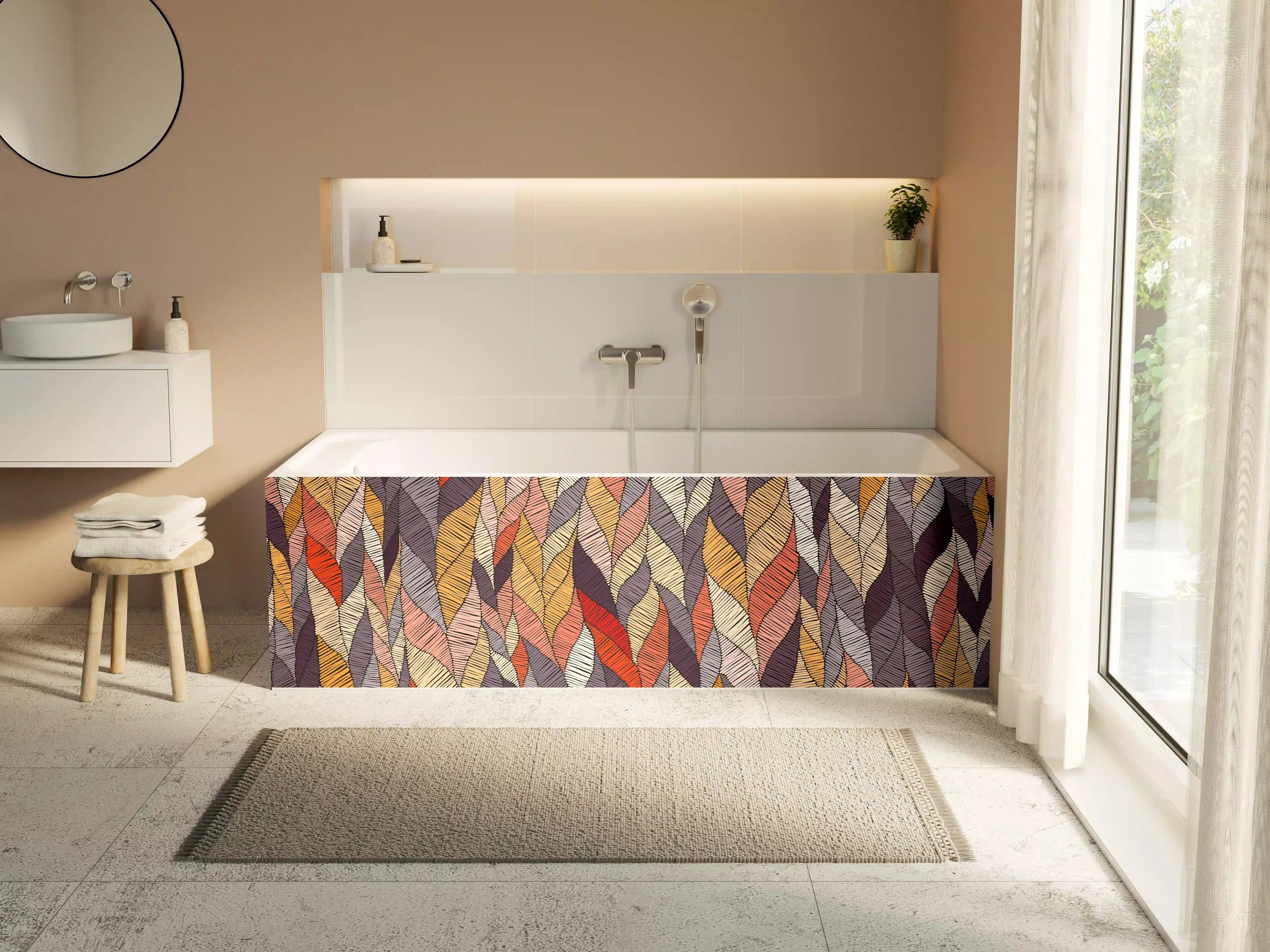 Badewannen-Rückwand - Buntes Wellenmuster Textildesign