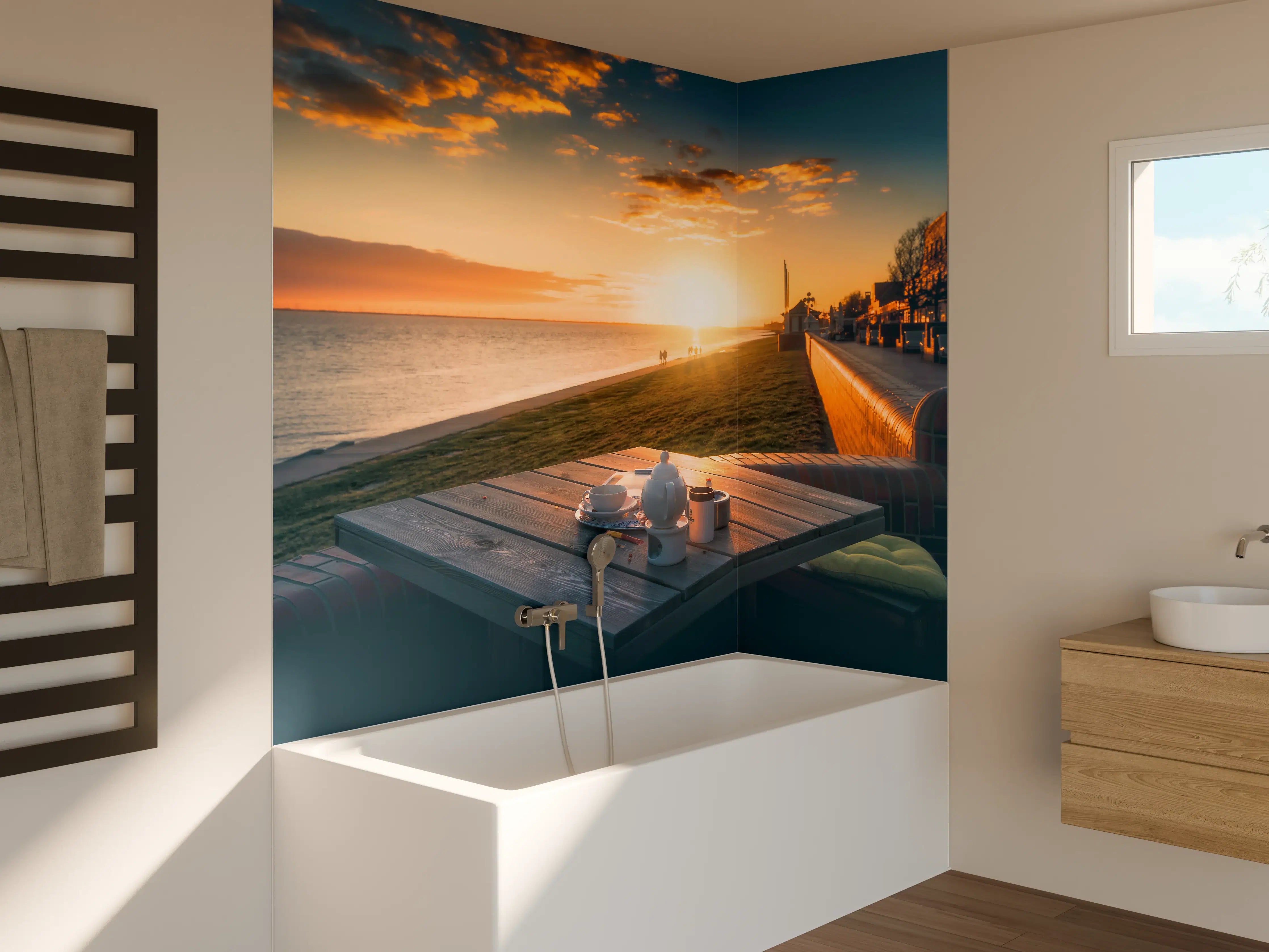 Badewannen-Rückwand - Cafe am sonnigen Südstrand - Wilhelmshaven