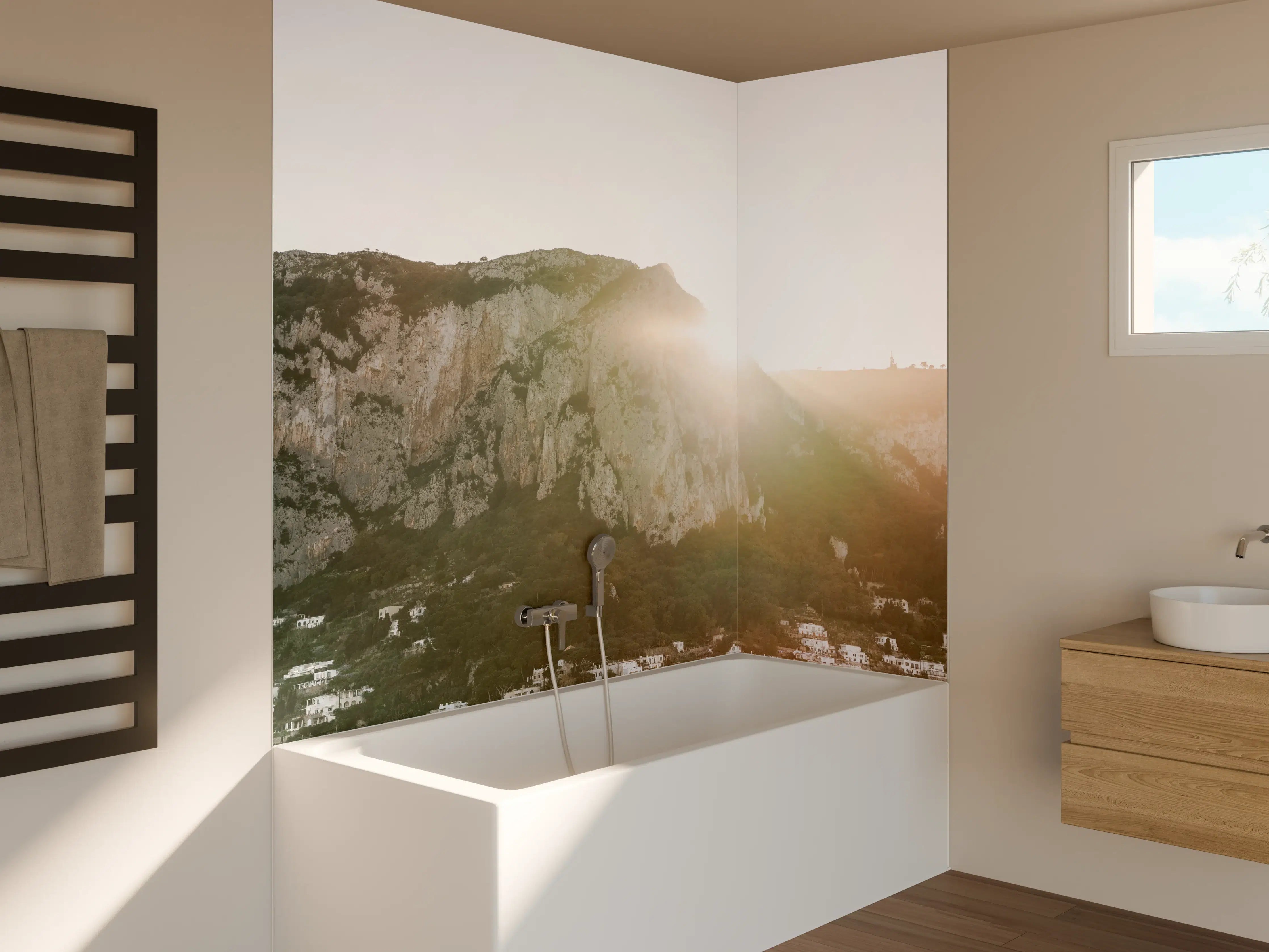 Badewannen-Rückwand - Capri Morgendämmerung Weiß