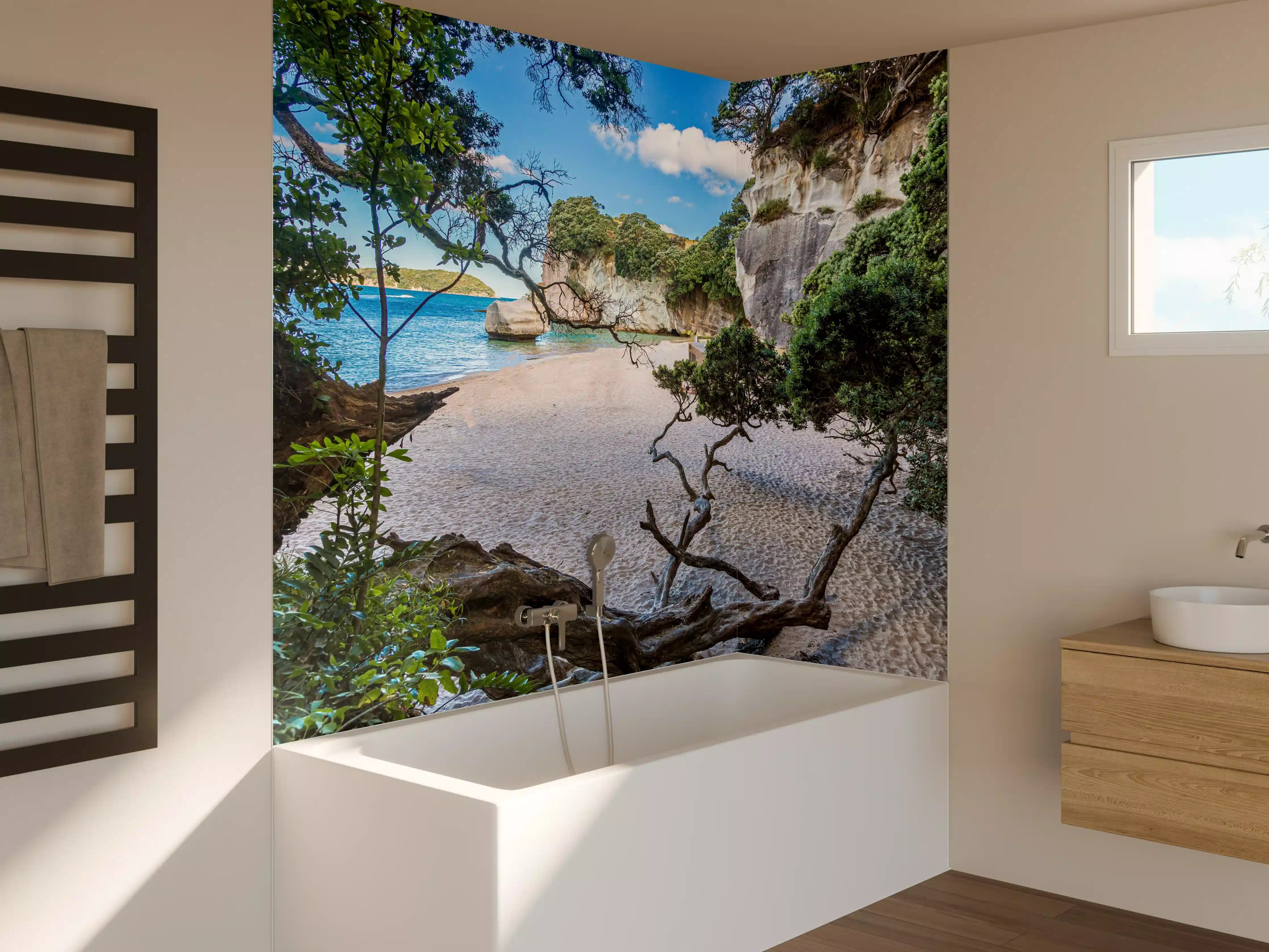 Badewannen-Rückwand - Cathedral Cove Paradiesstrand