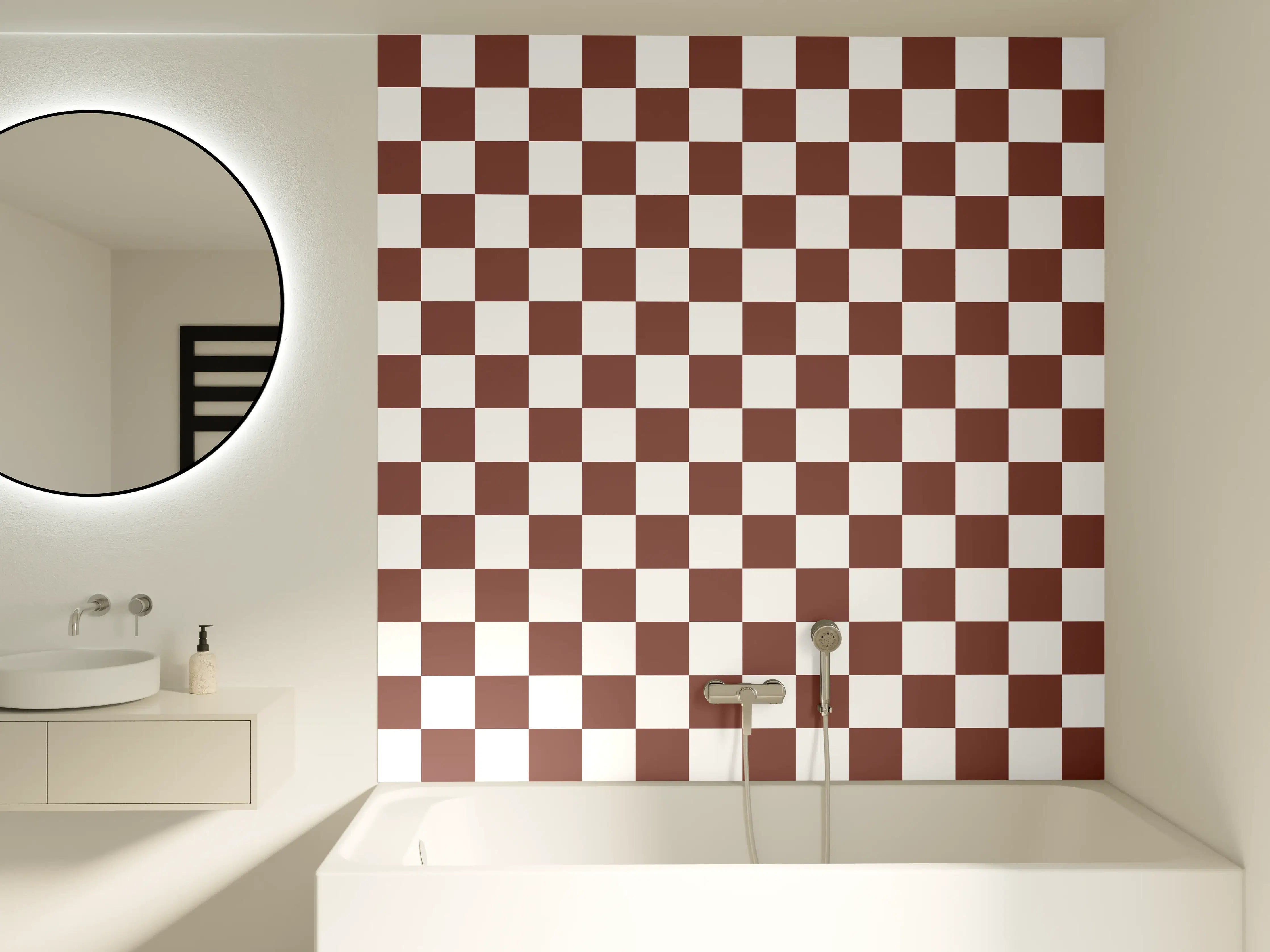 Badewannen-Rückwand - Checkered Brown Pattern