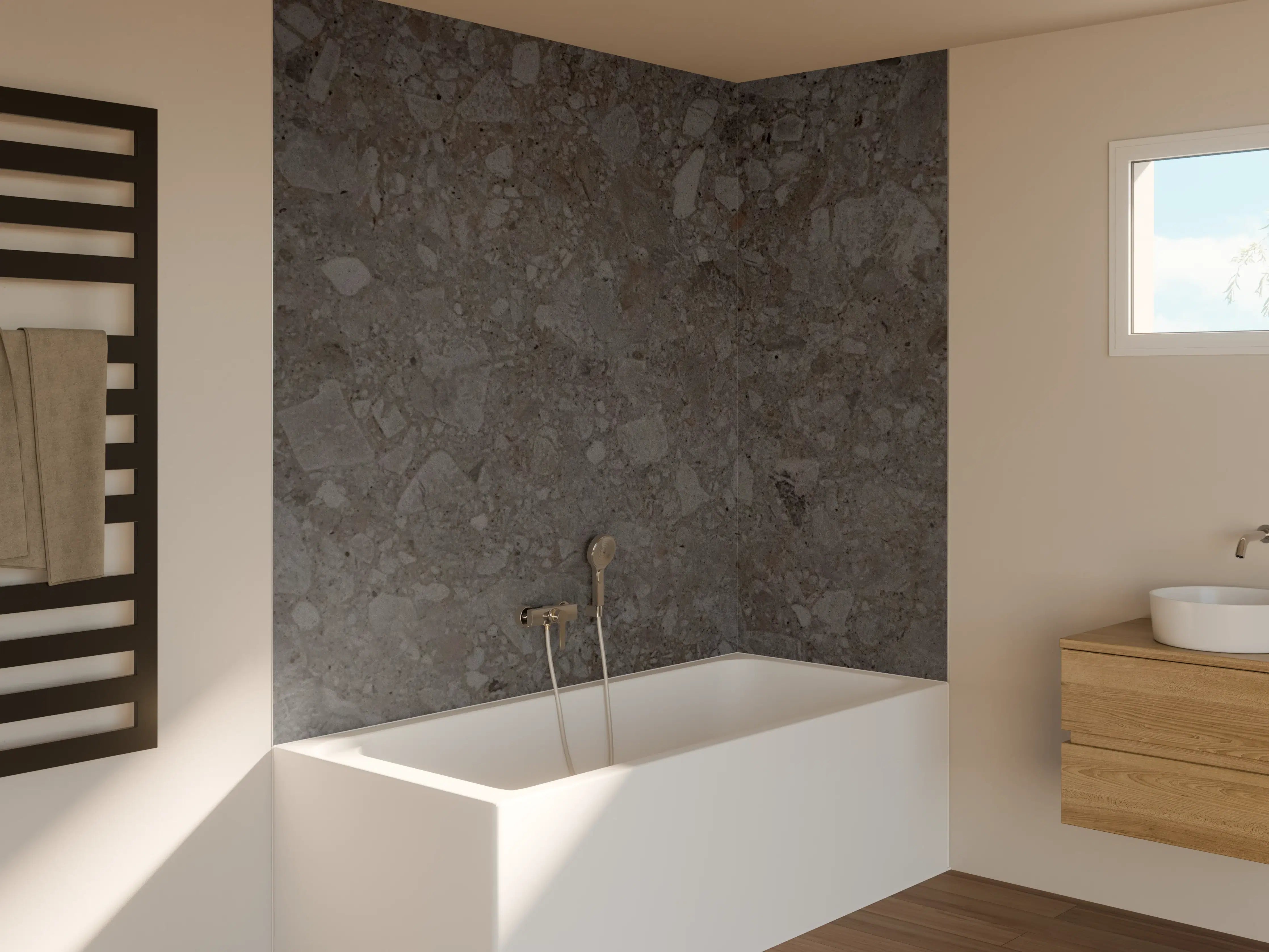 Badewannen-Rückwand - Chicgraue Marmor-Textur