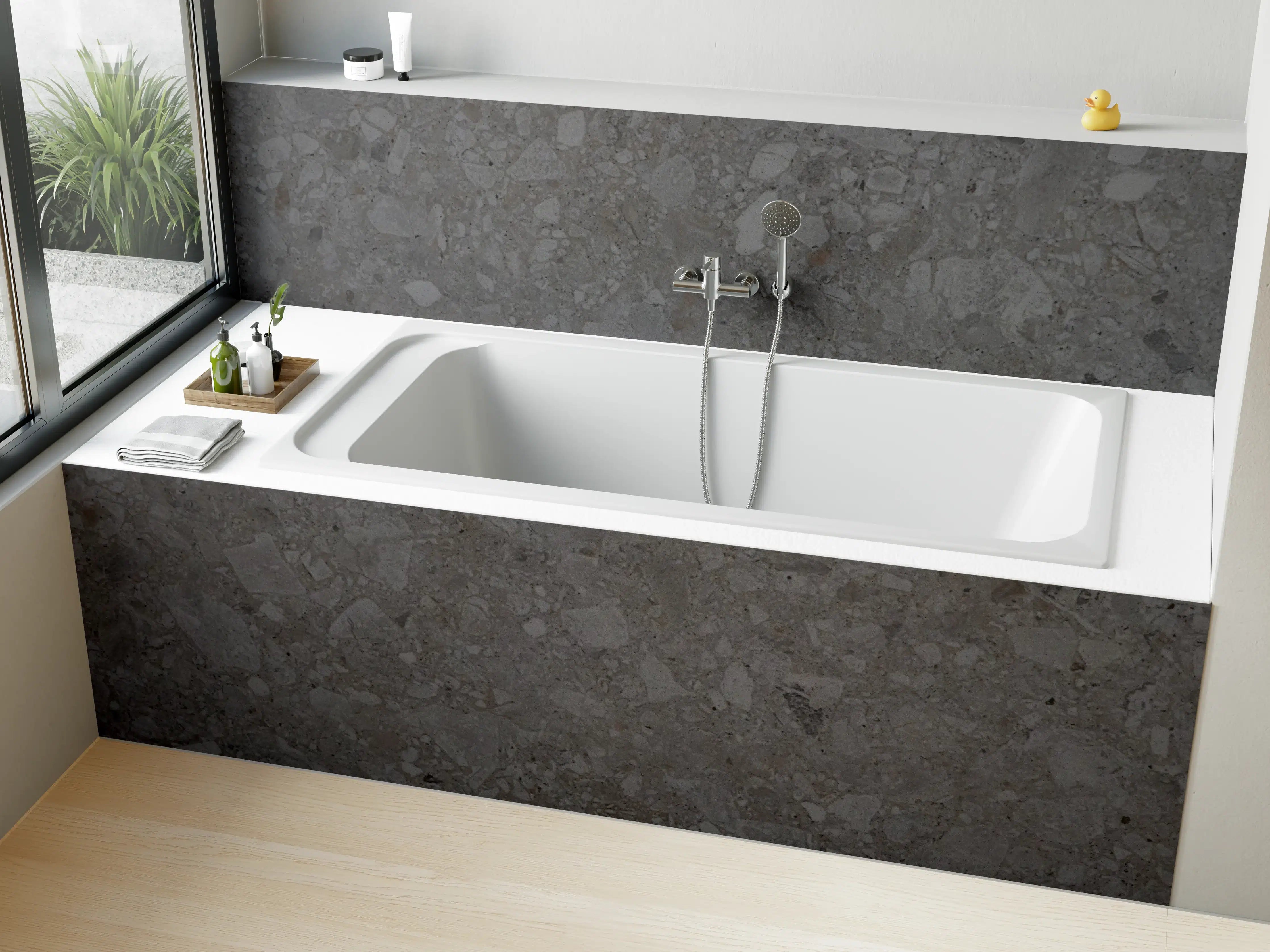 Badewannen-Rückwand - Chicgraue Marmor-Textur