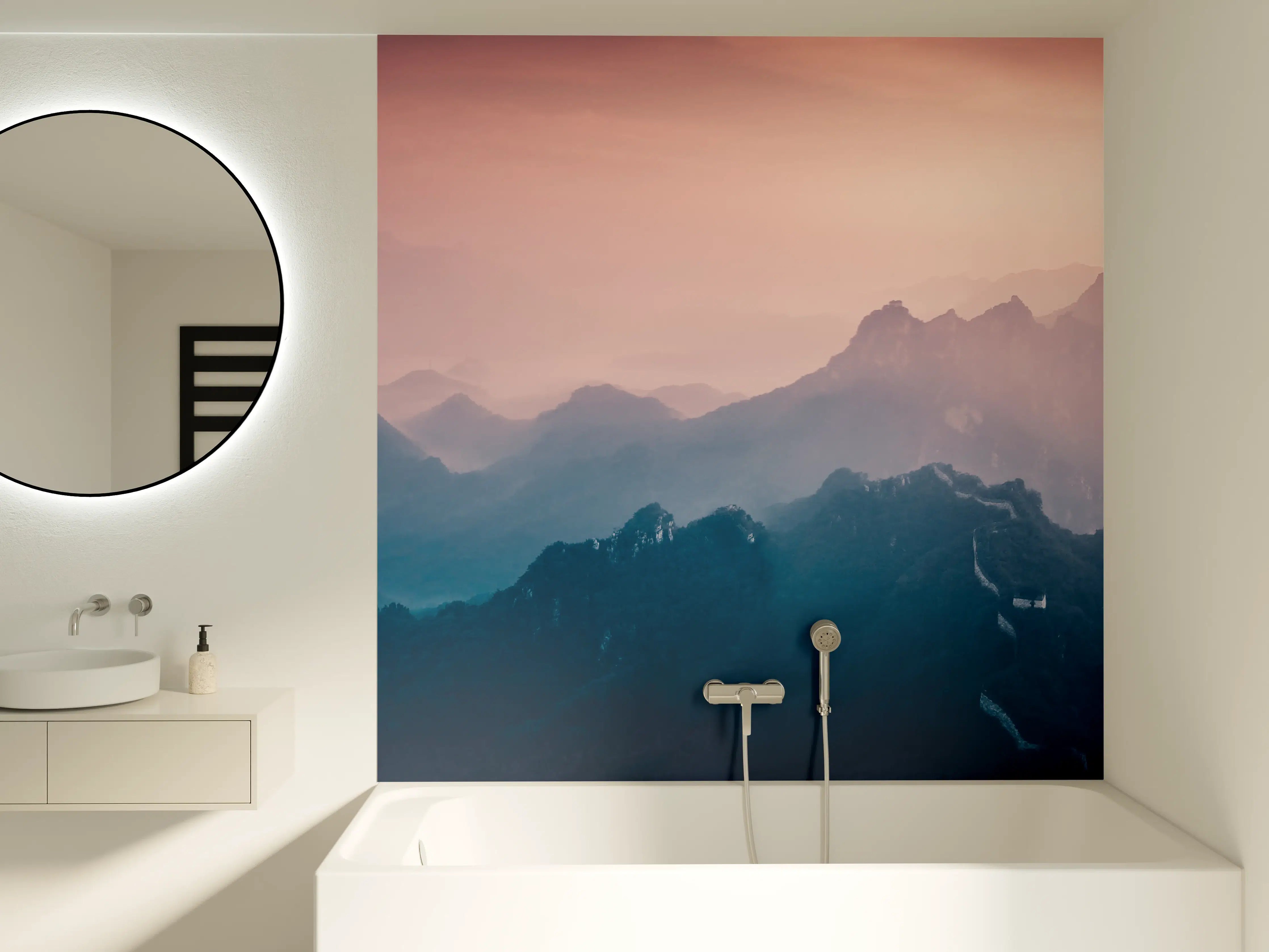 Badewannen-Rückwand - Chinesiche Mauer bei Sonnenuntergang