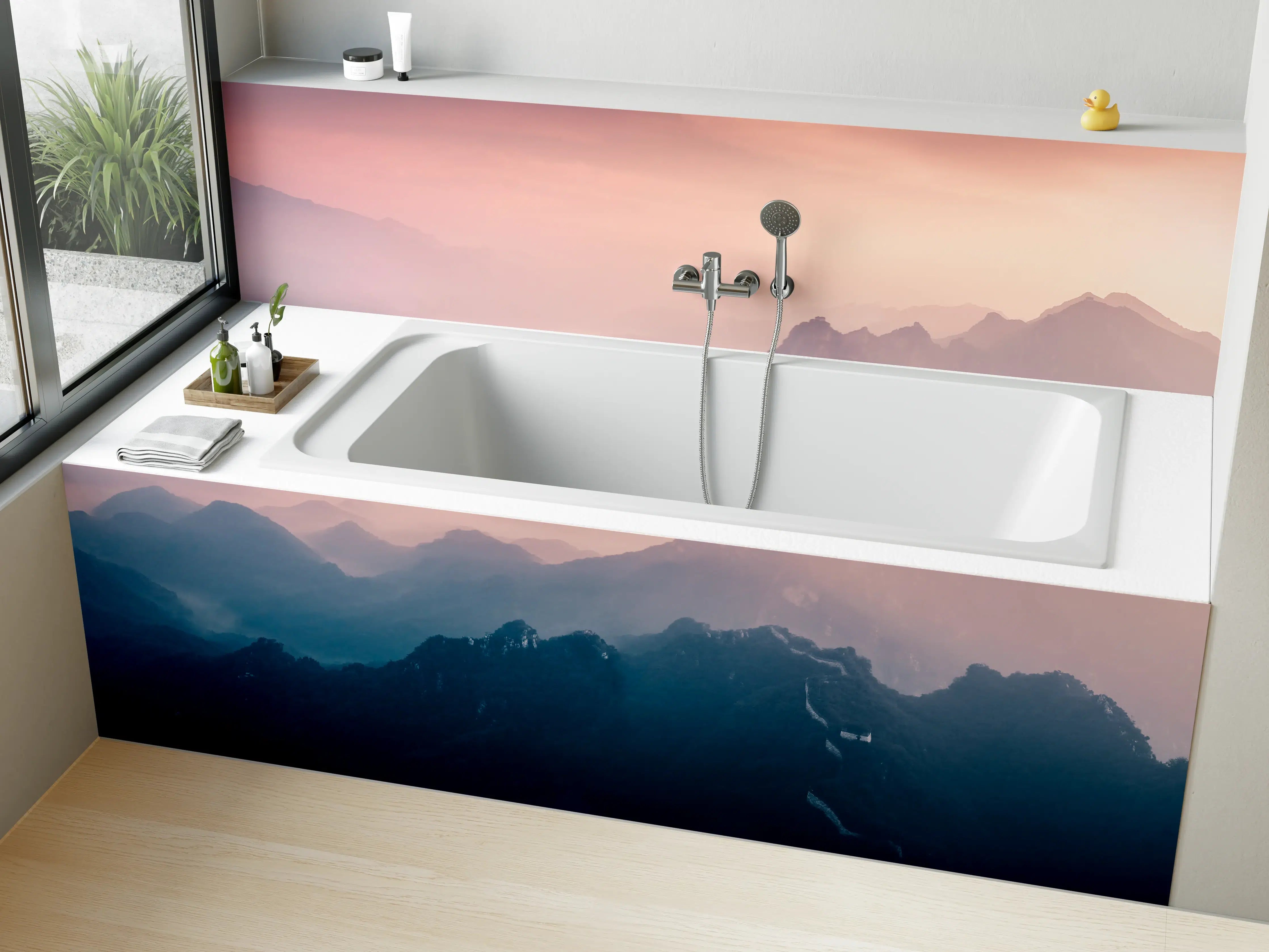 Badewannen-Rückwand - Chinesiche Mauer bei Sonnenuntergang