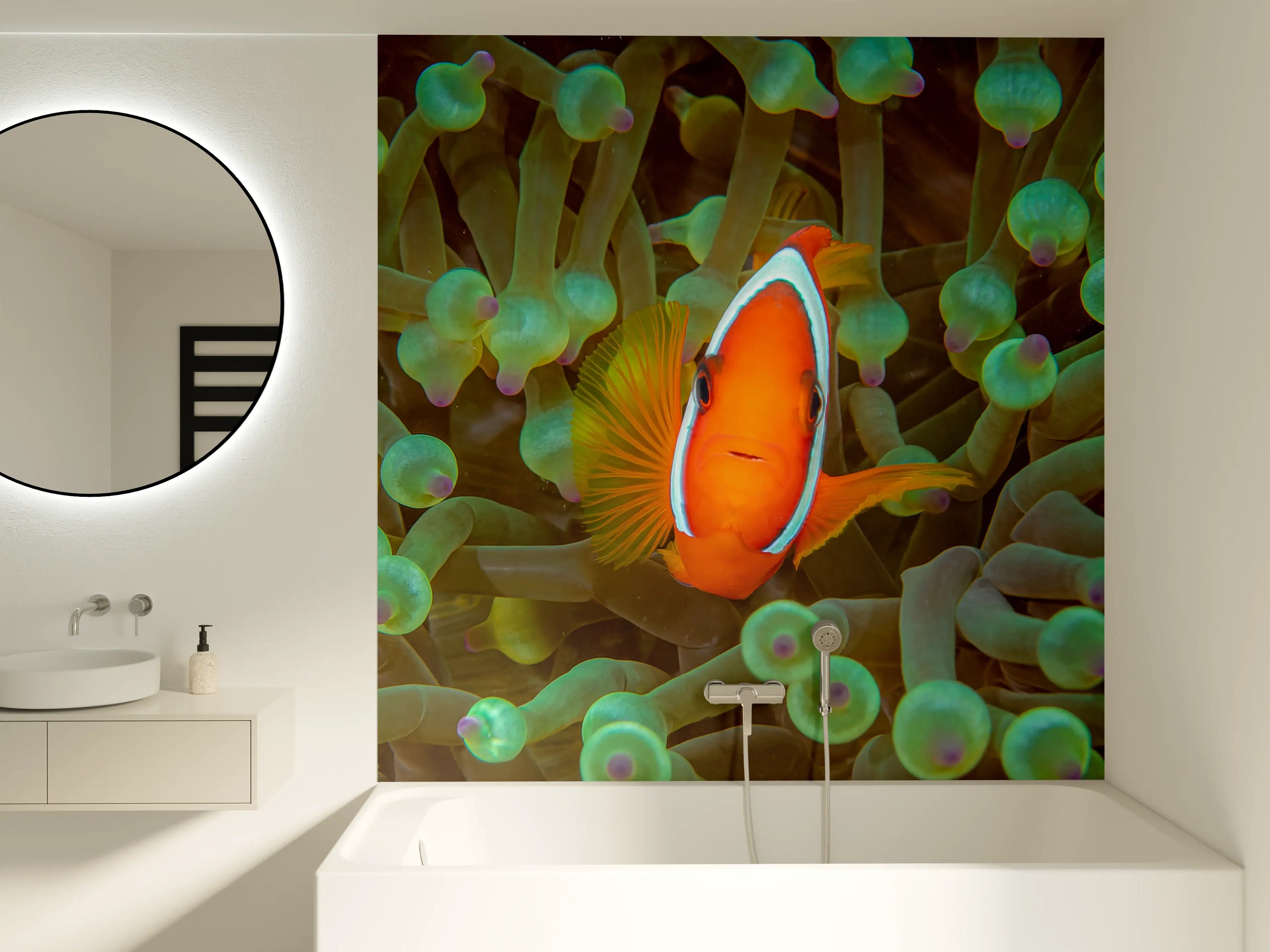 Badewannen-Rückwand - Clownfisch - Unterwasserwelt