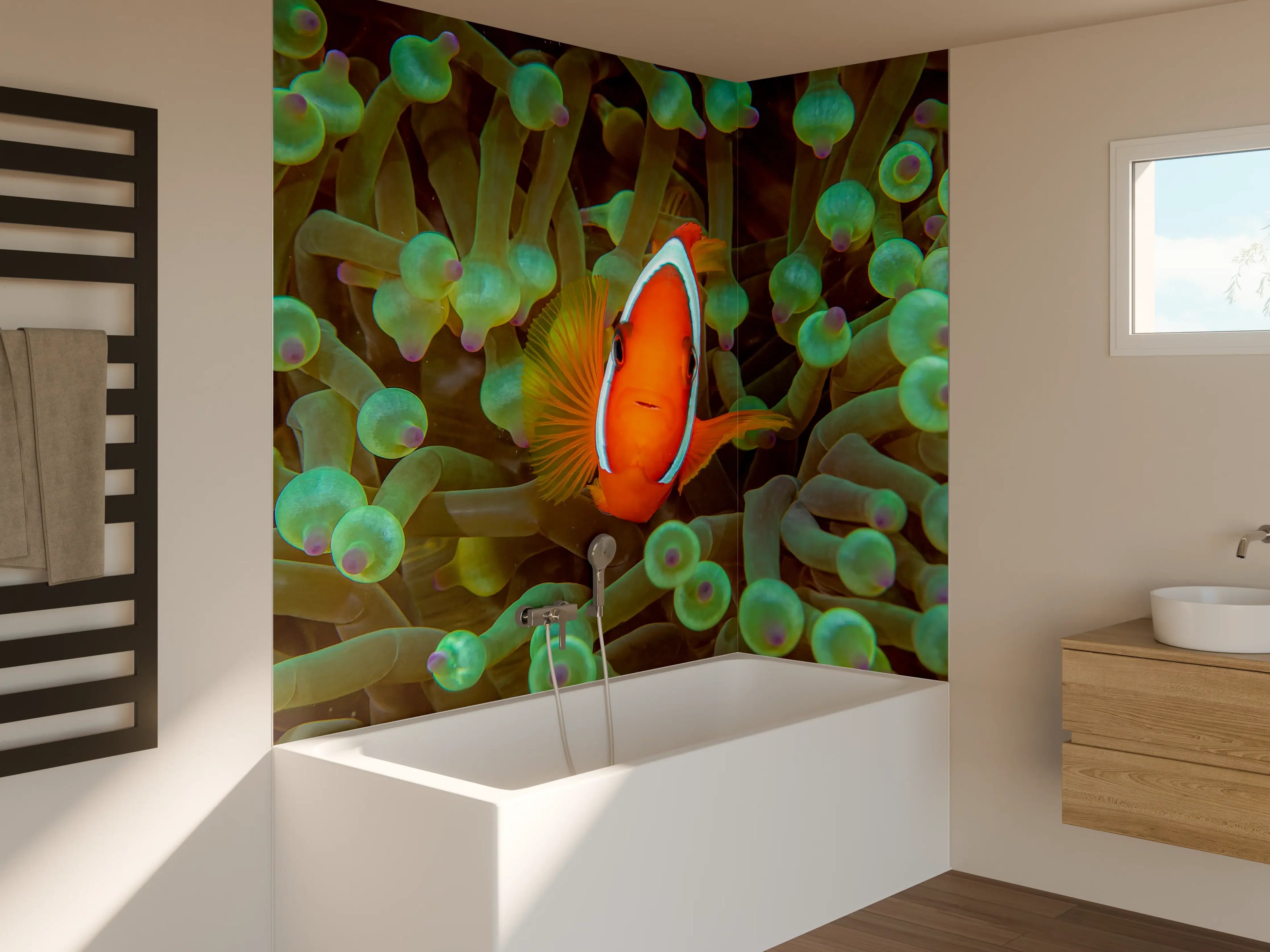 Badewannen-Rückwand - Clownfisch - Unterwasserwelt
