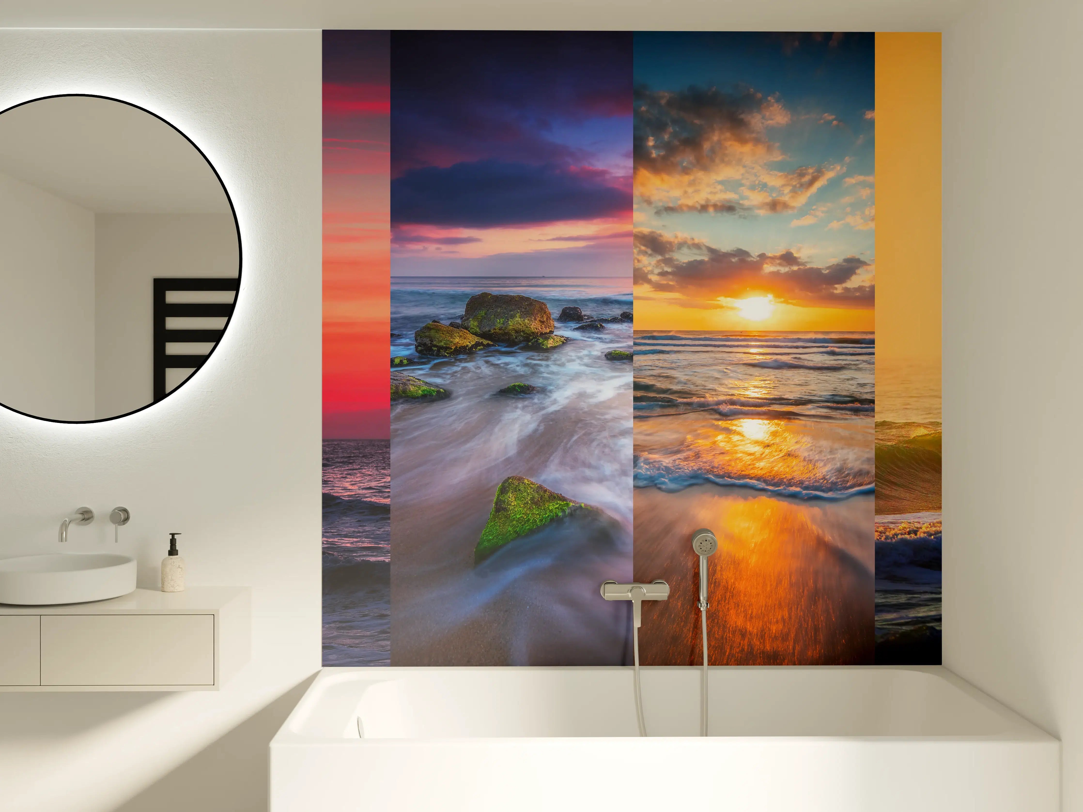 Badewannen-Rückwand - Collage von Sommer Meer und Strand Bilder