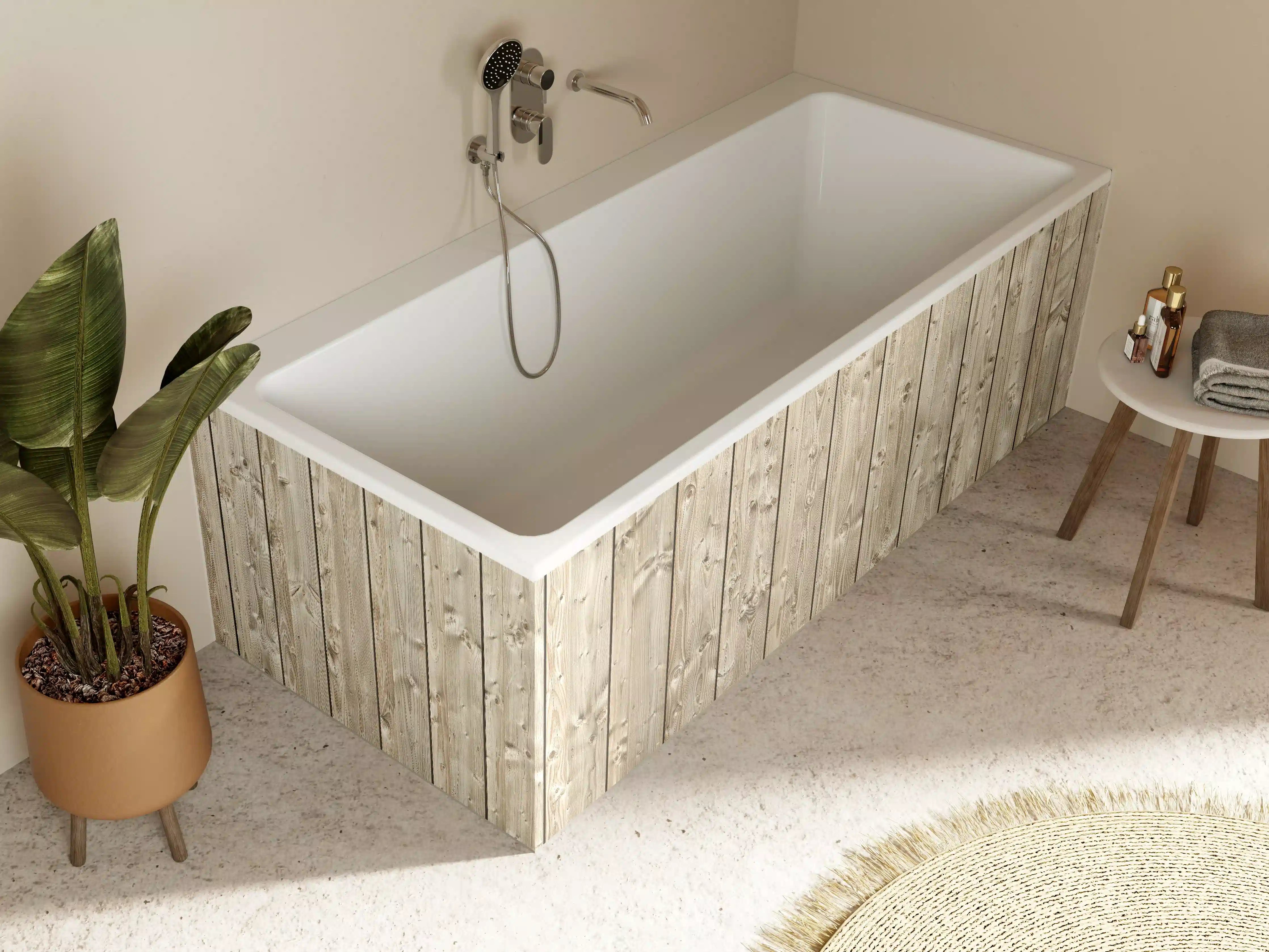 Badewannen-Rückwand - Dekorative Holztextur