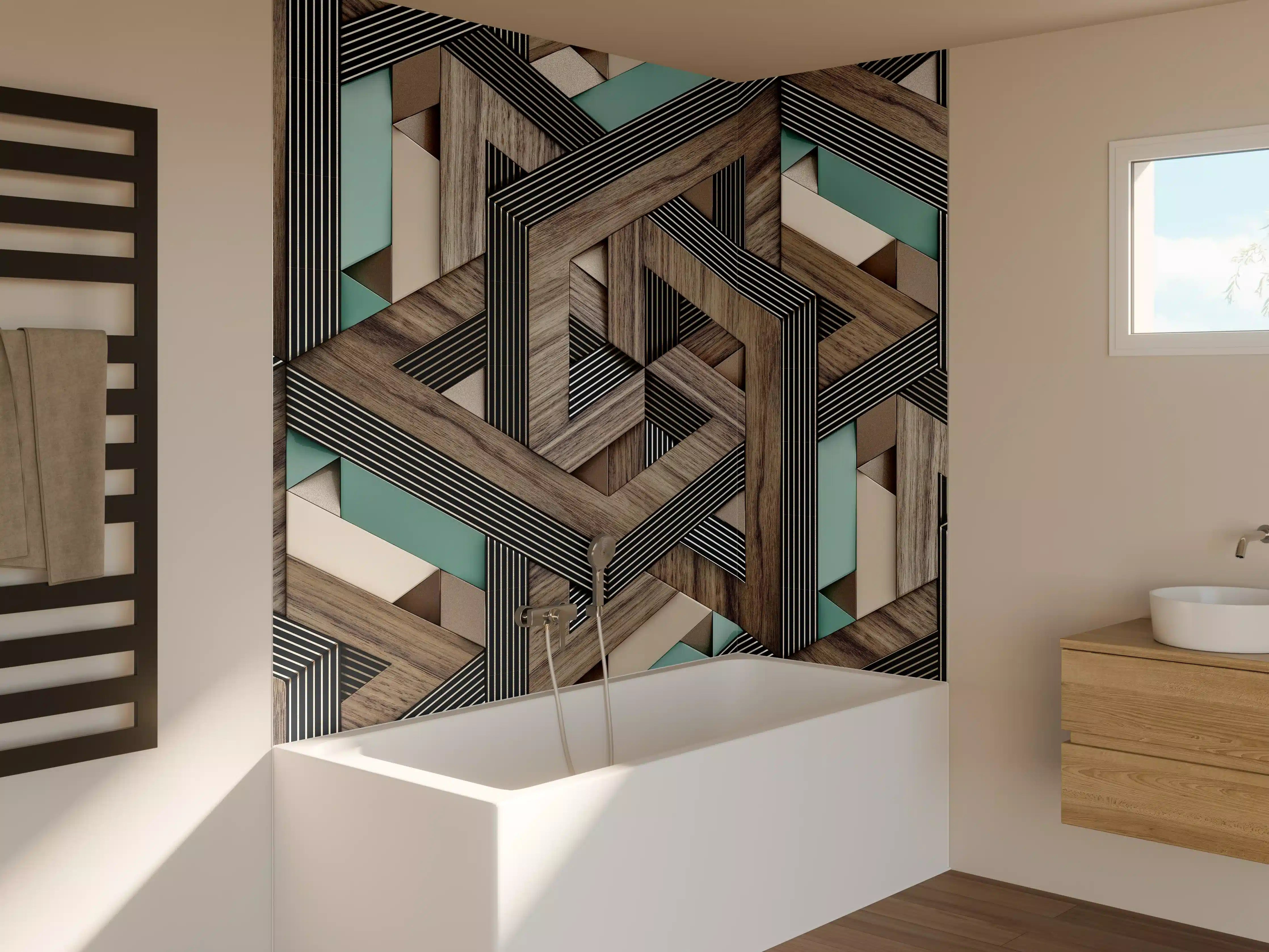 Badewannen-Rückwand - Dekorative Illustration - 3D Kunst