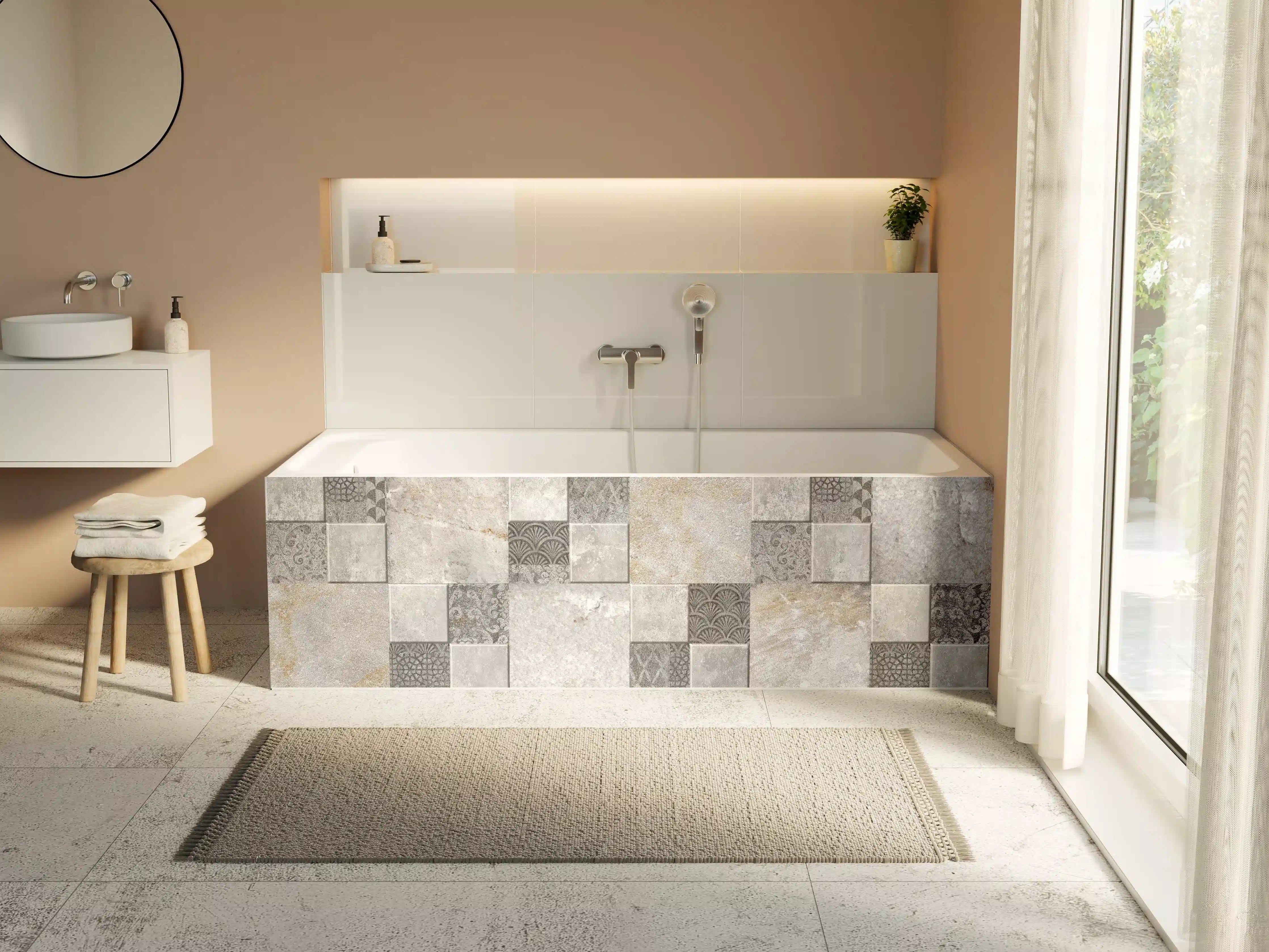 Badewannen-Rückwand - Dekorativer Steinmosaik