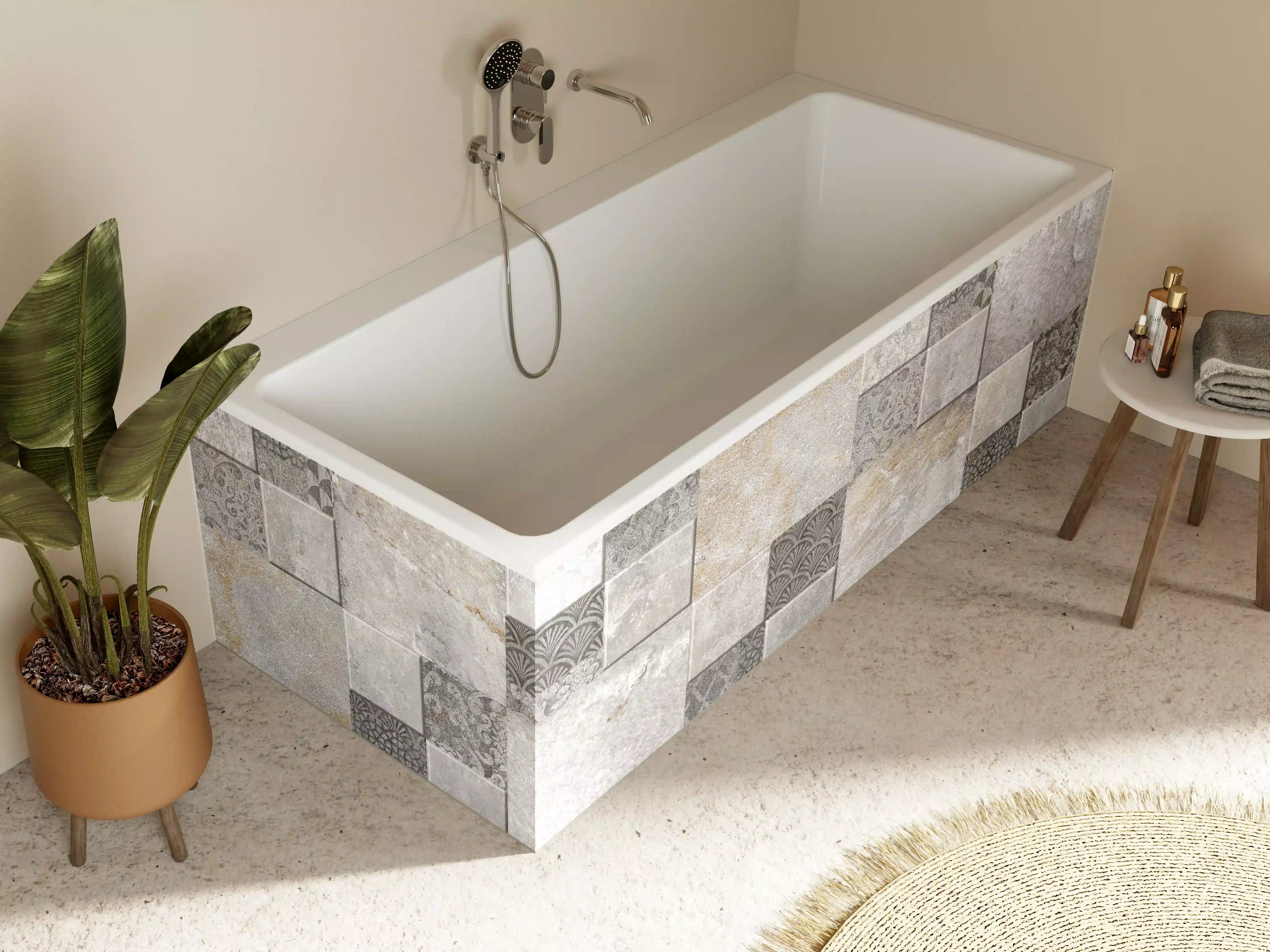 Badewannen-Rückwand - Dekorativer Steinmosaik