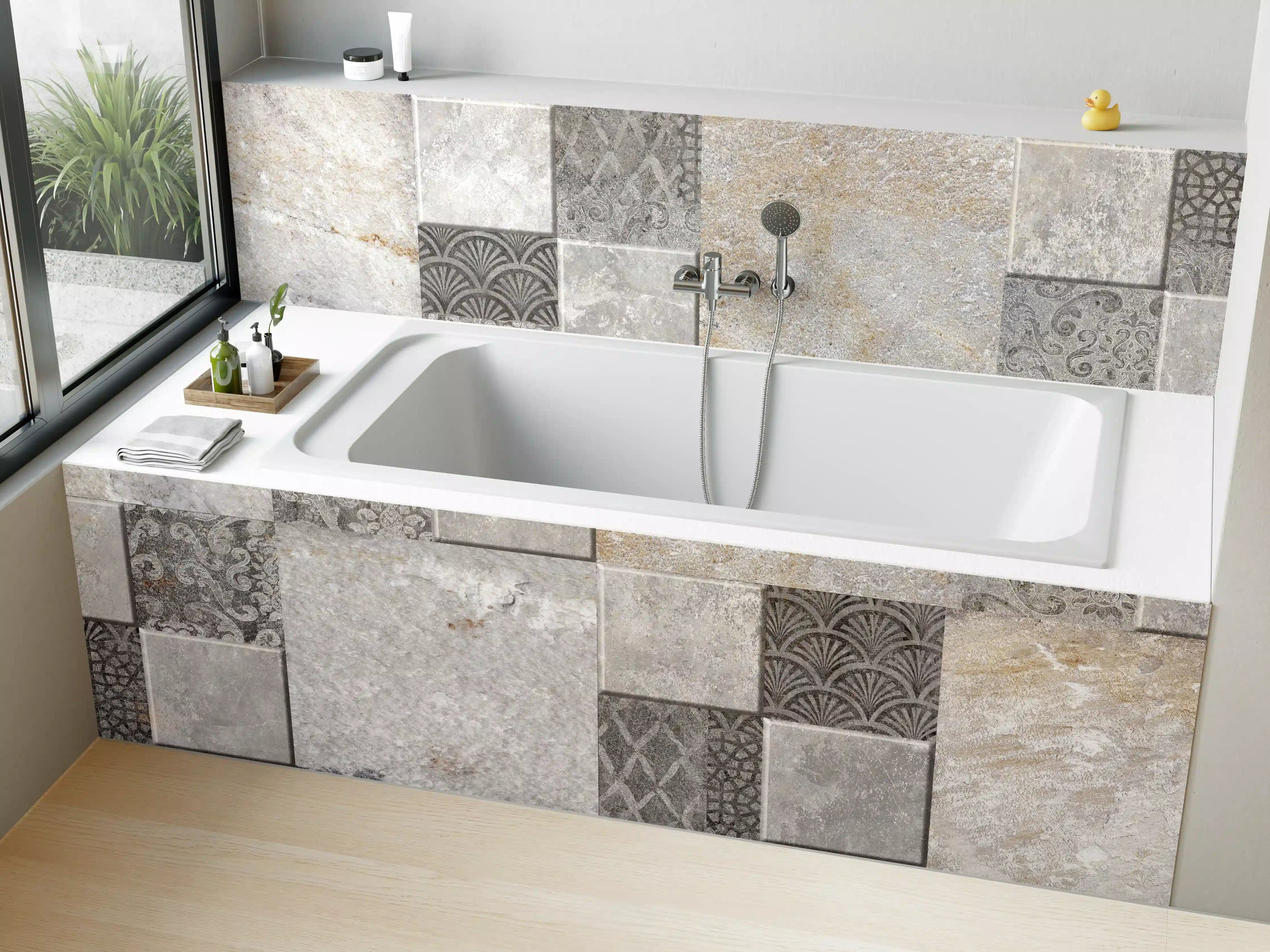 Badewannen-Rückwand - Dekorativer Steinmosaik