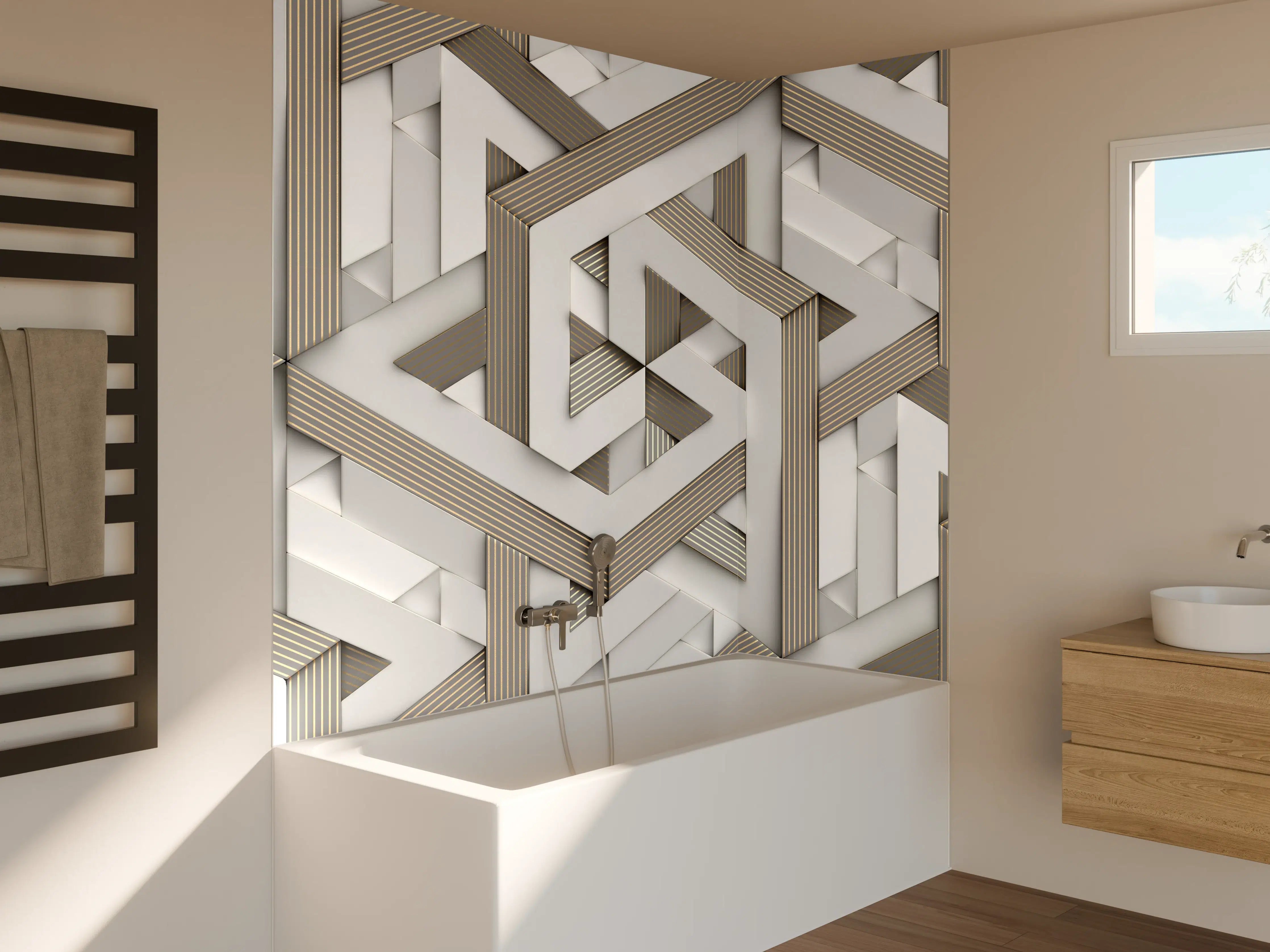 Badewannen-Rückwand - Dekoratives Mosaik Muster - 3D
