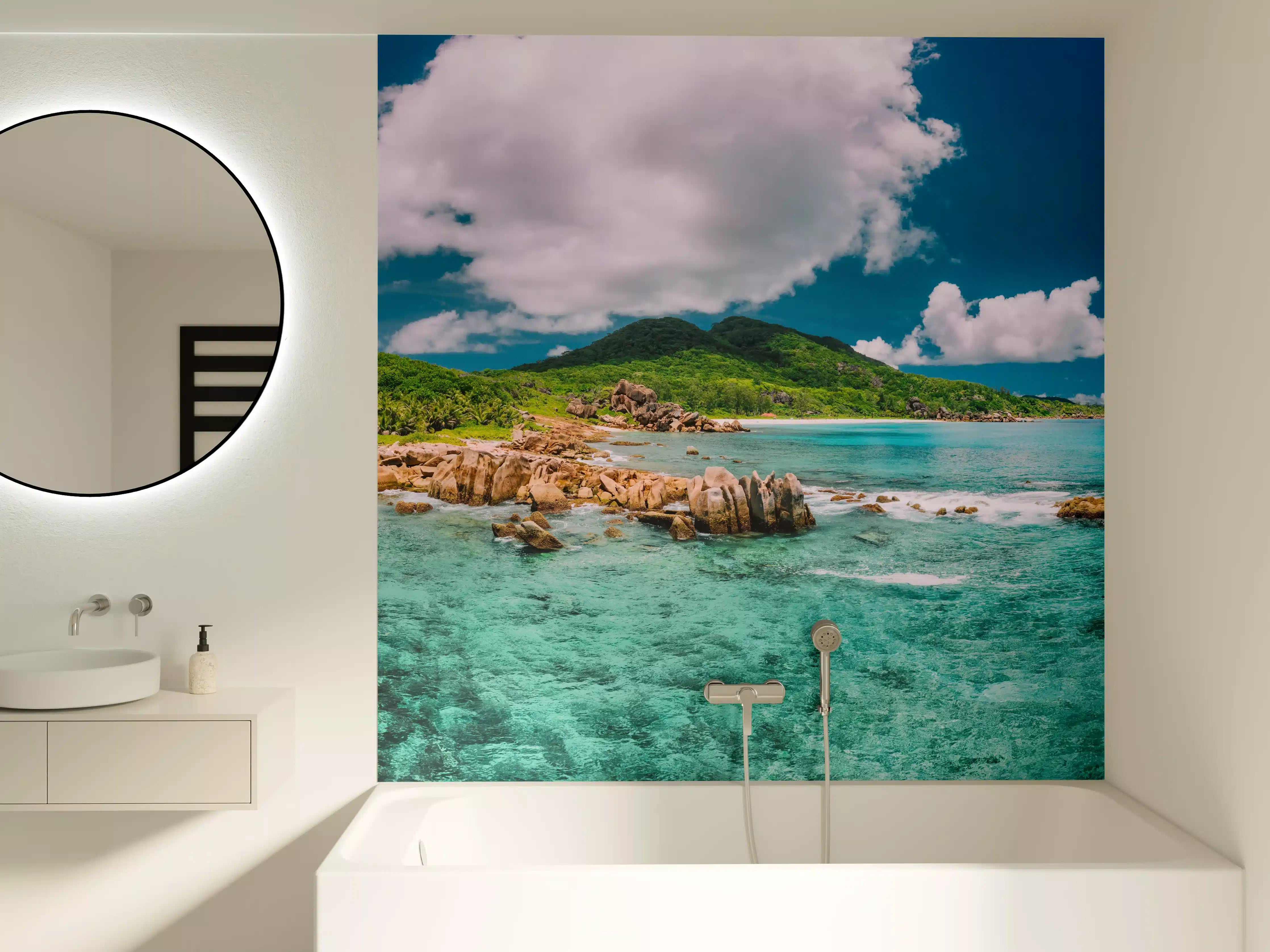 Badewannen-Rückwand - Der Strand Grand Anse - La Digue