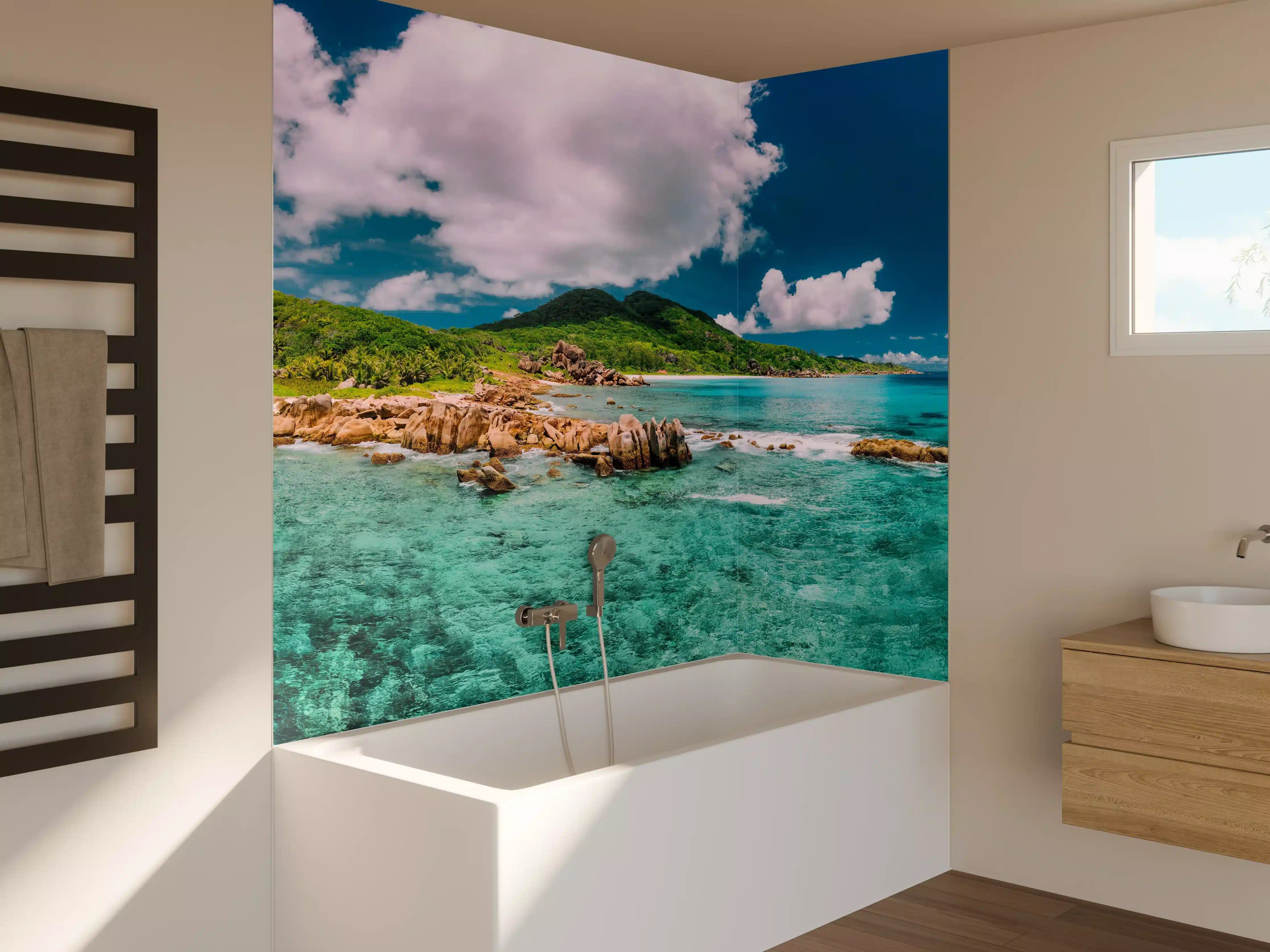 Badewannen-Rückwand - Der Strand Grand Anse - La Digue