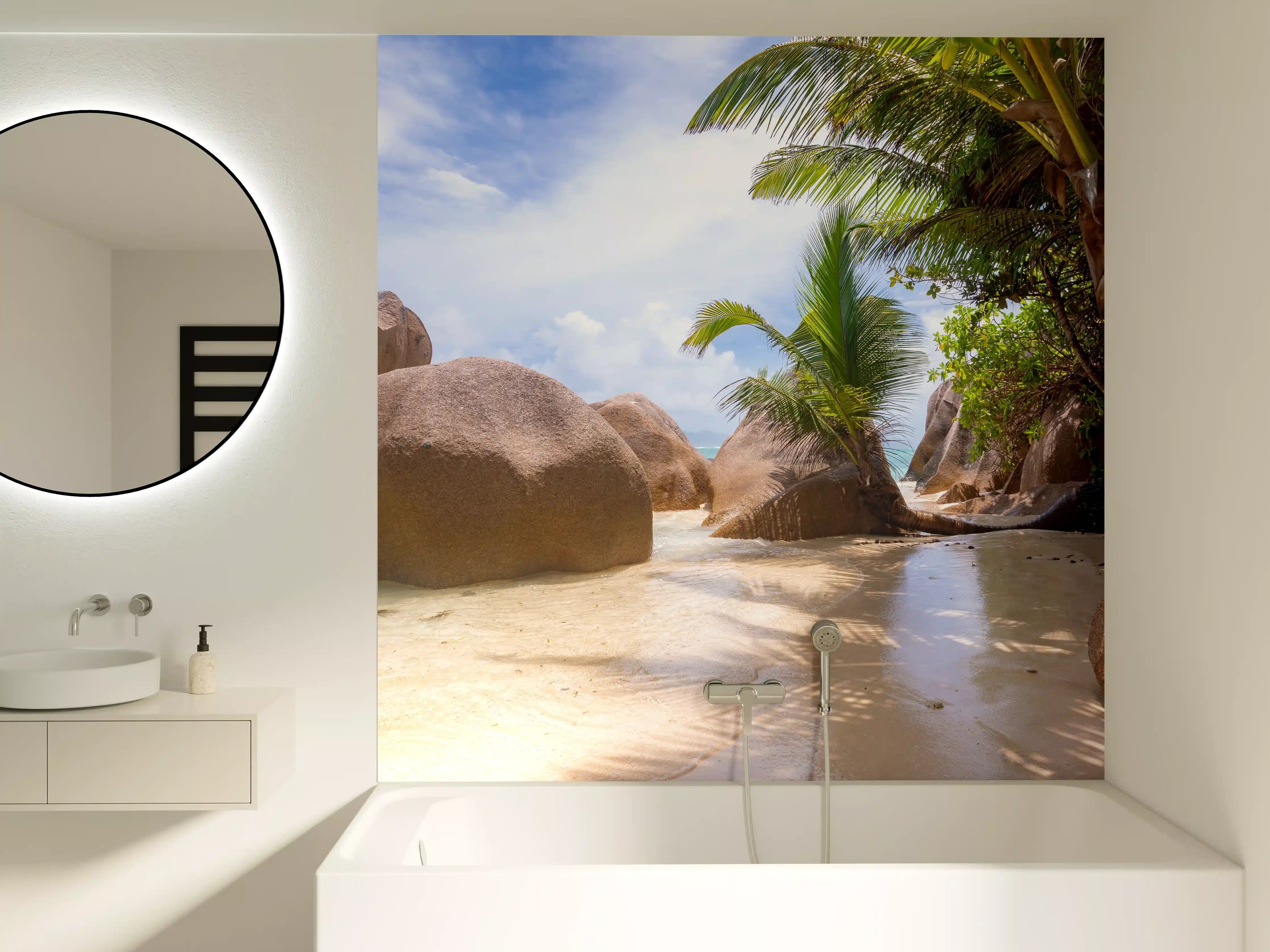 Badewannen-Rückwand - Der Traumstrand - Anse Source d Argent