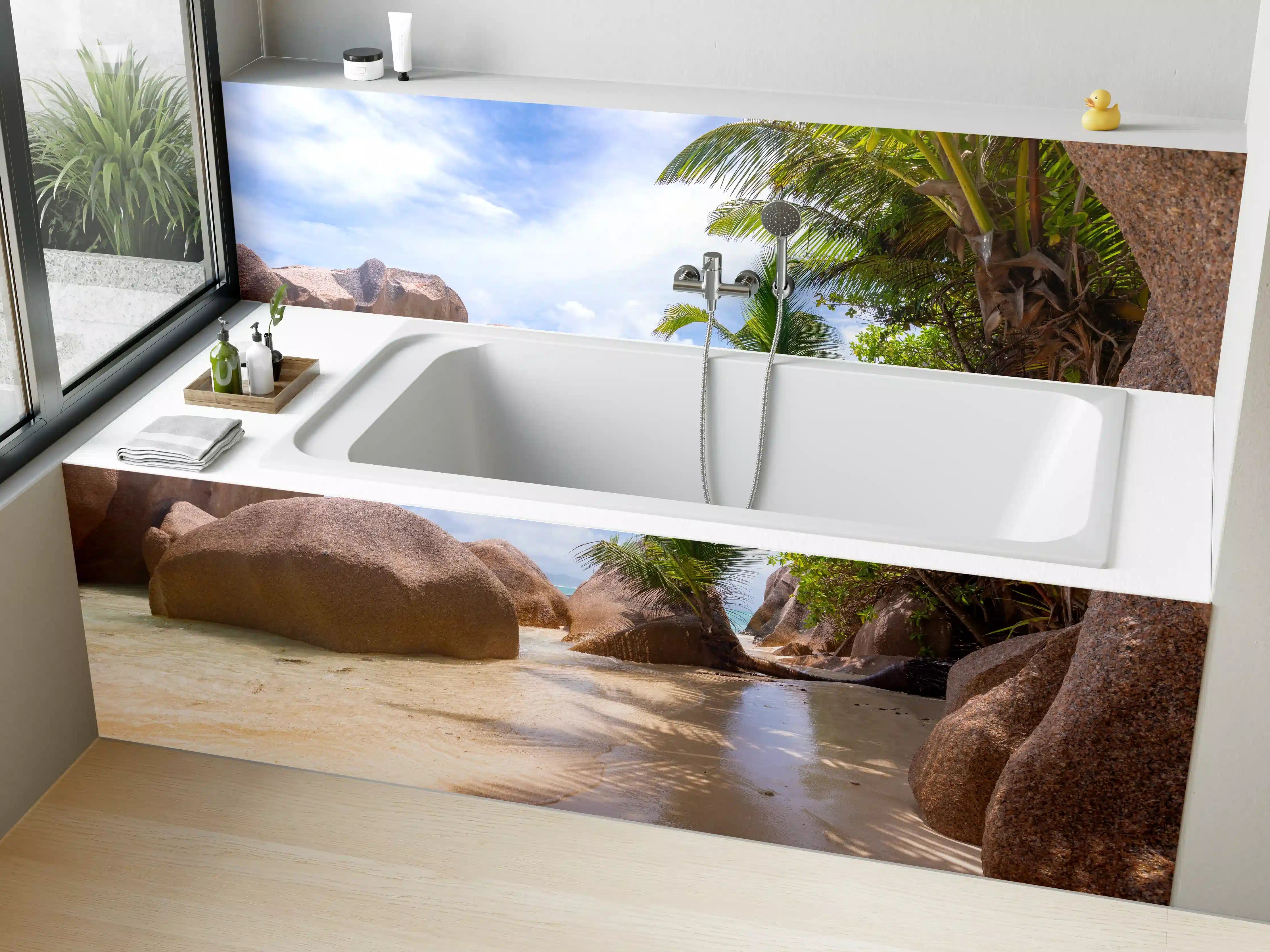 Badewannen-Rückwand - Der Traumstrand - Anse Source d Argent