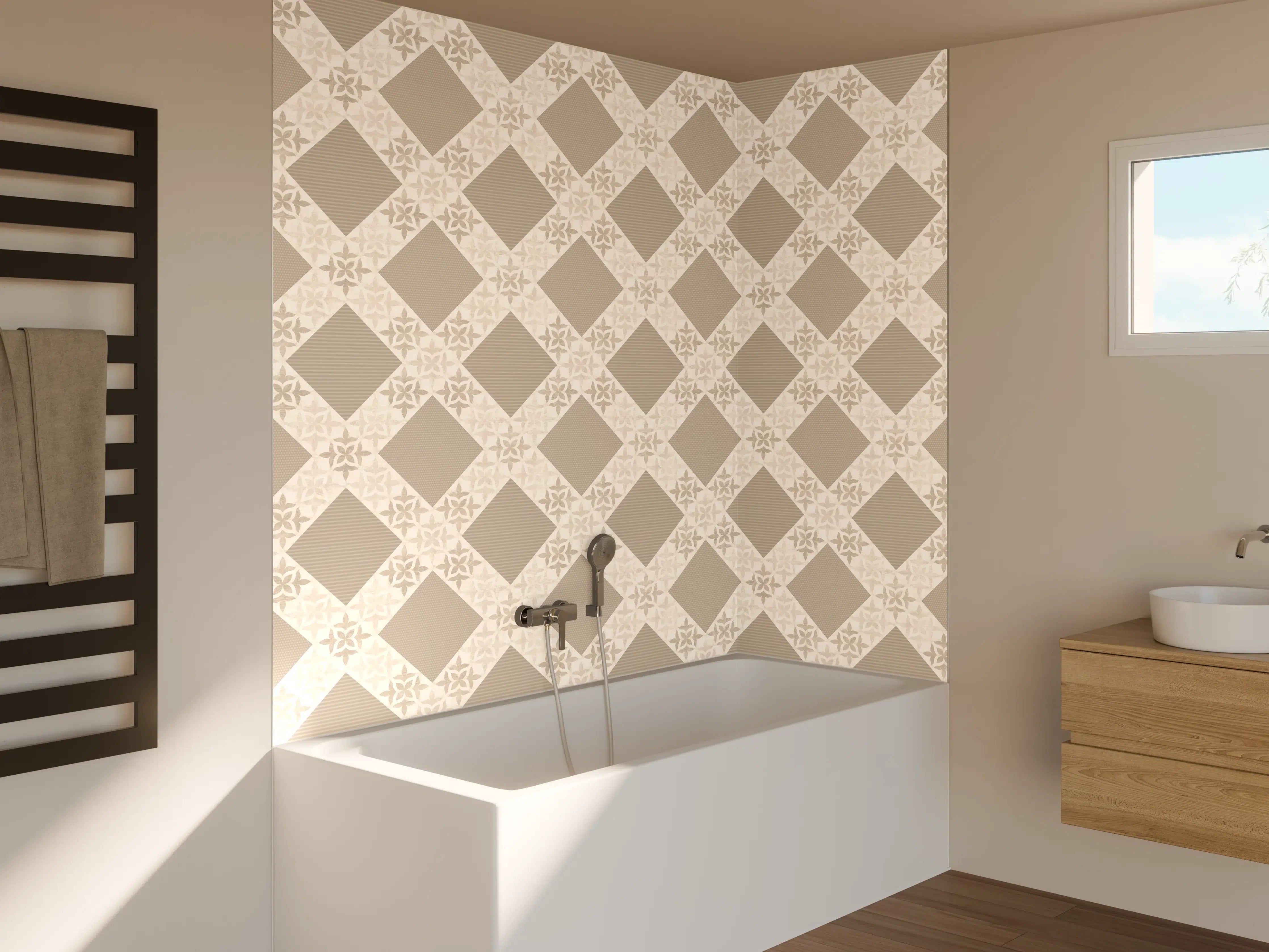 Badewannen-Rückwand - Design im Ornament Muster