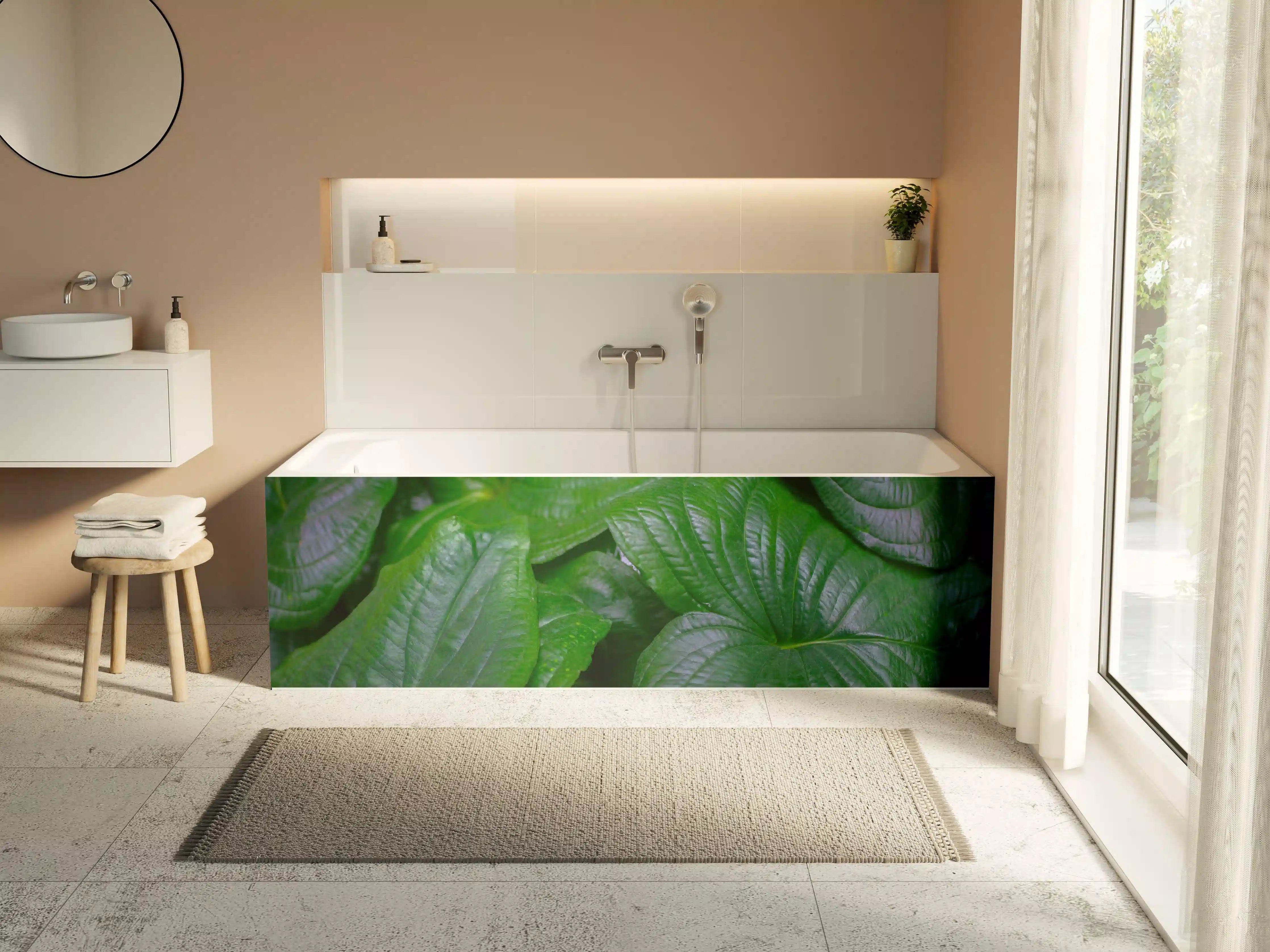 Badewannen-Rückwand - Detailaufnahme Grüner Blätter