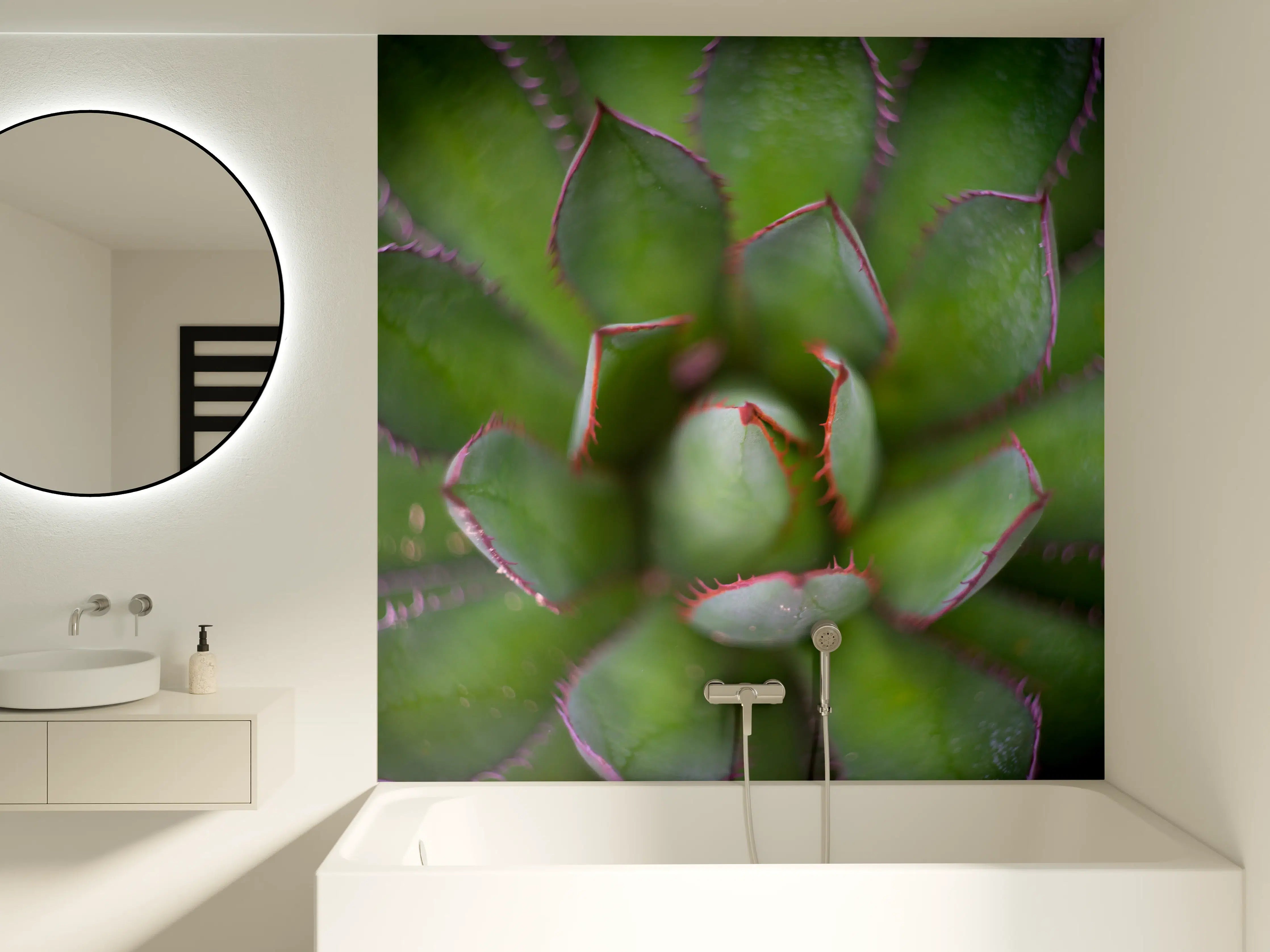 Badewannen-Rückwand - Detailreiche Grüne Agave Pflanze