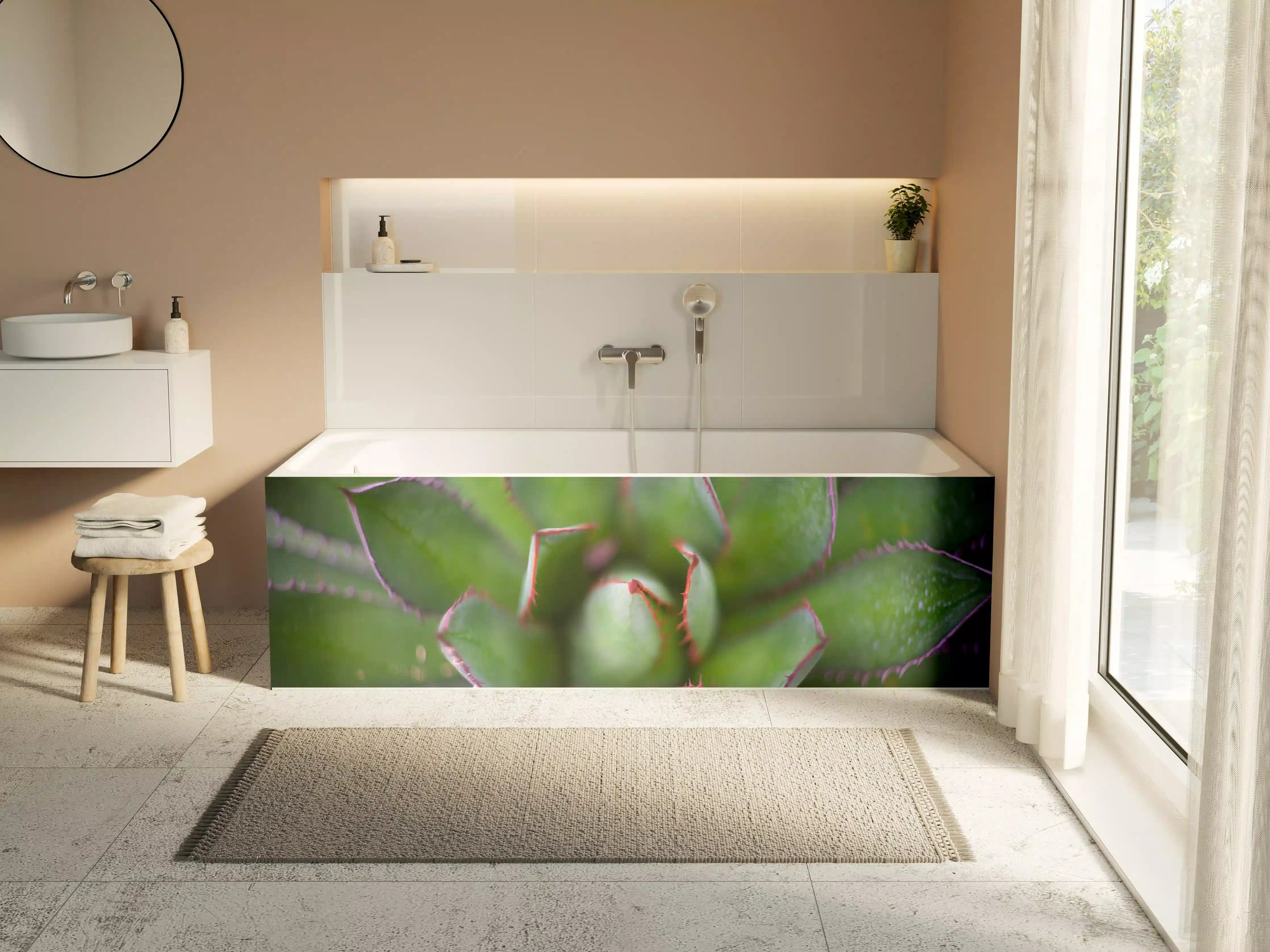 Badewannen-Rückwand - Detailreiche Grüne Agave Pflanze