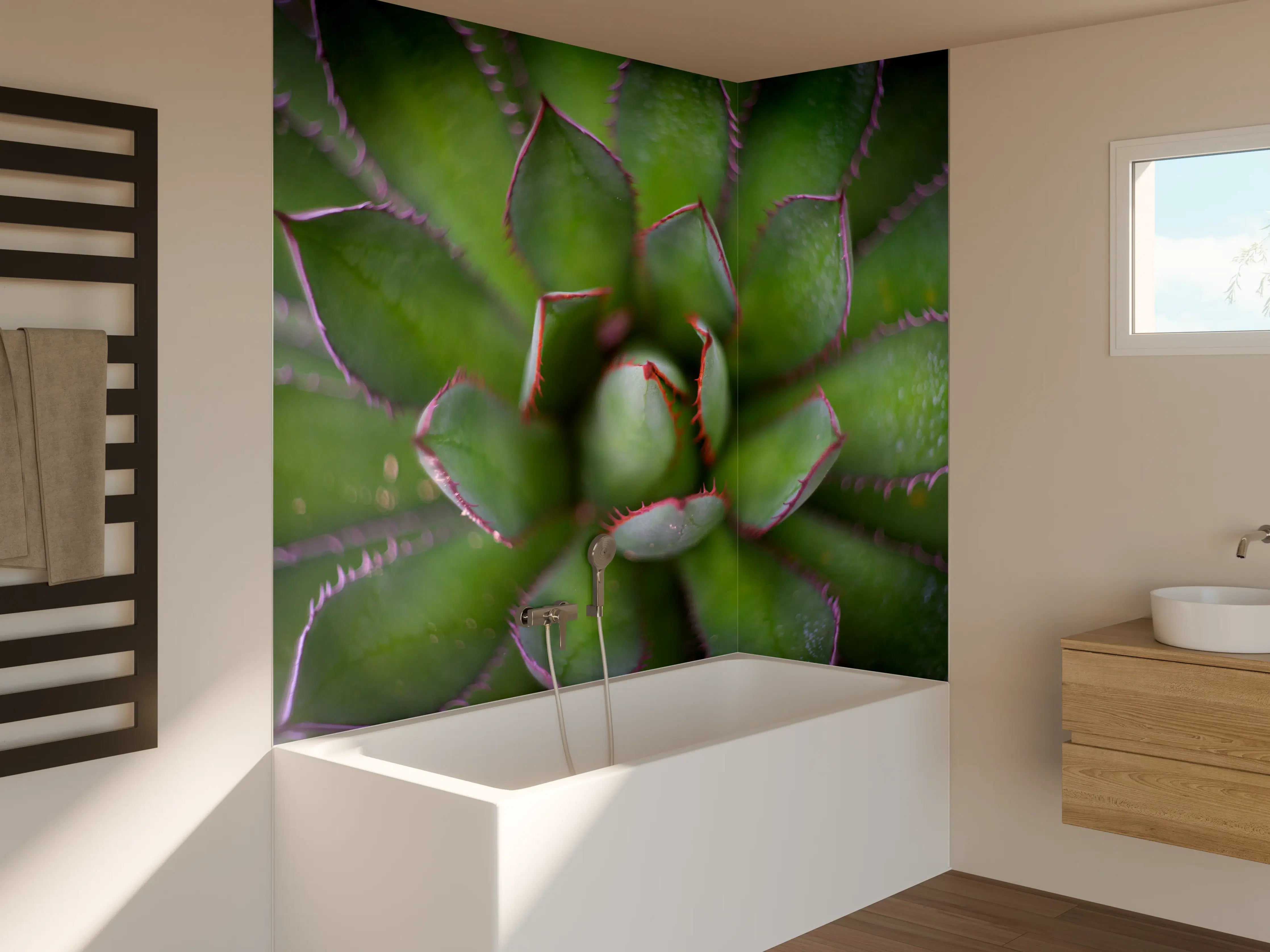 Badewannen-Rückwand - Detailreiche Grüne Agave Pflanze