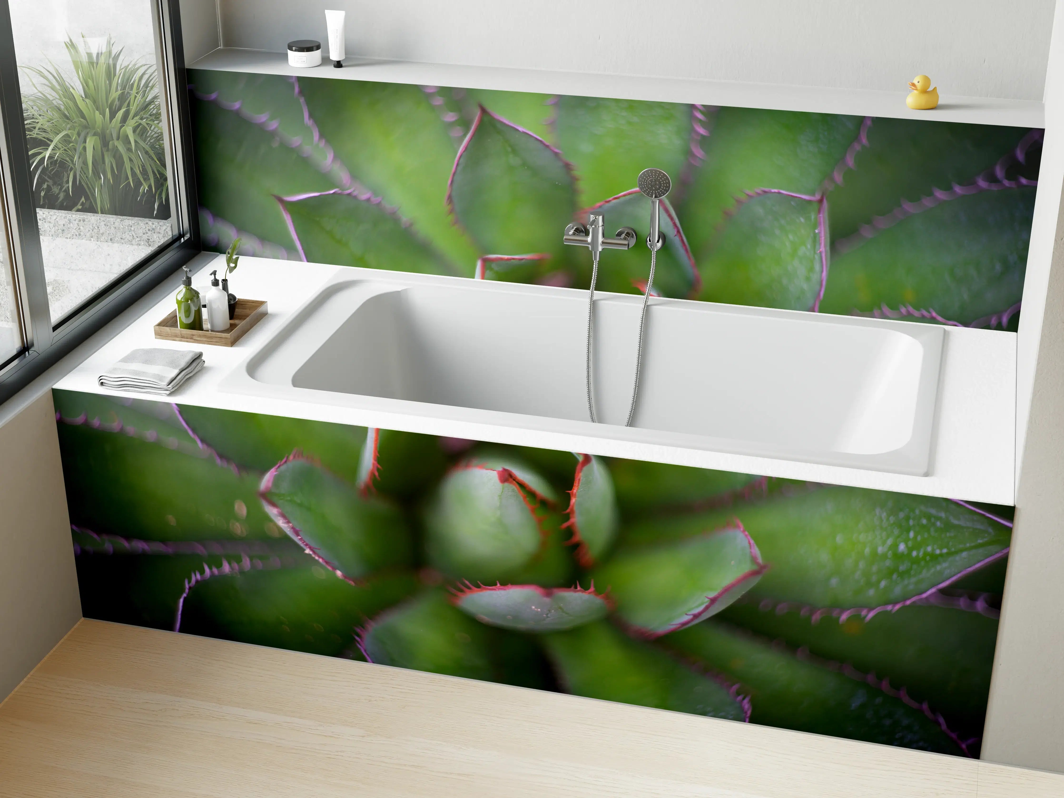 Badewannen-Rückwand - Detailreiche Grüne Agave Pflanze