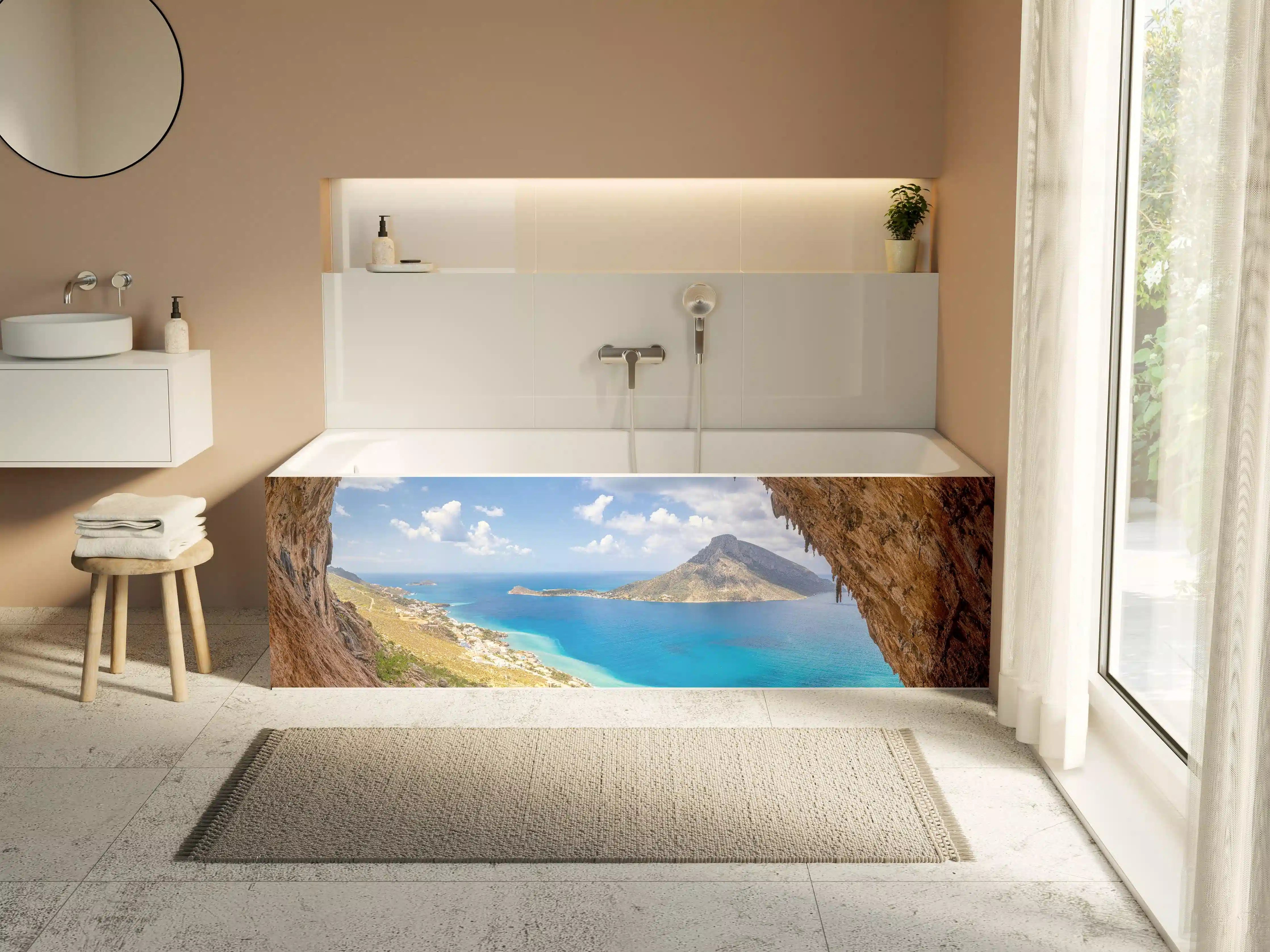 Badewannen-Rückwand - Die berühmte Grande Grotta mit Blick aufs Meer