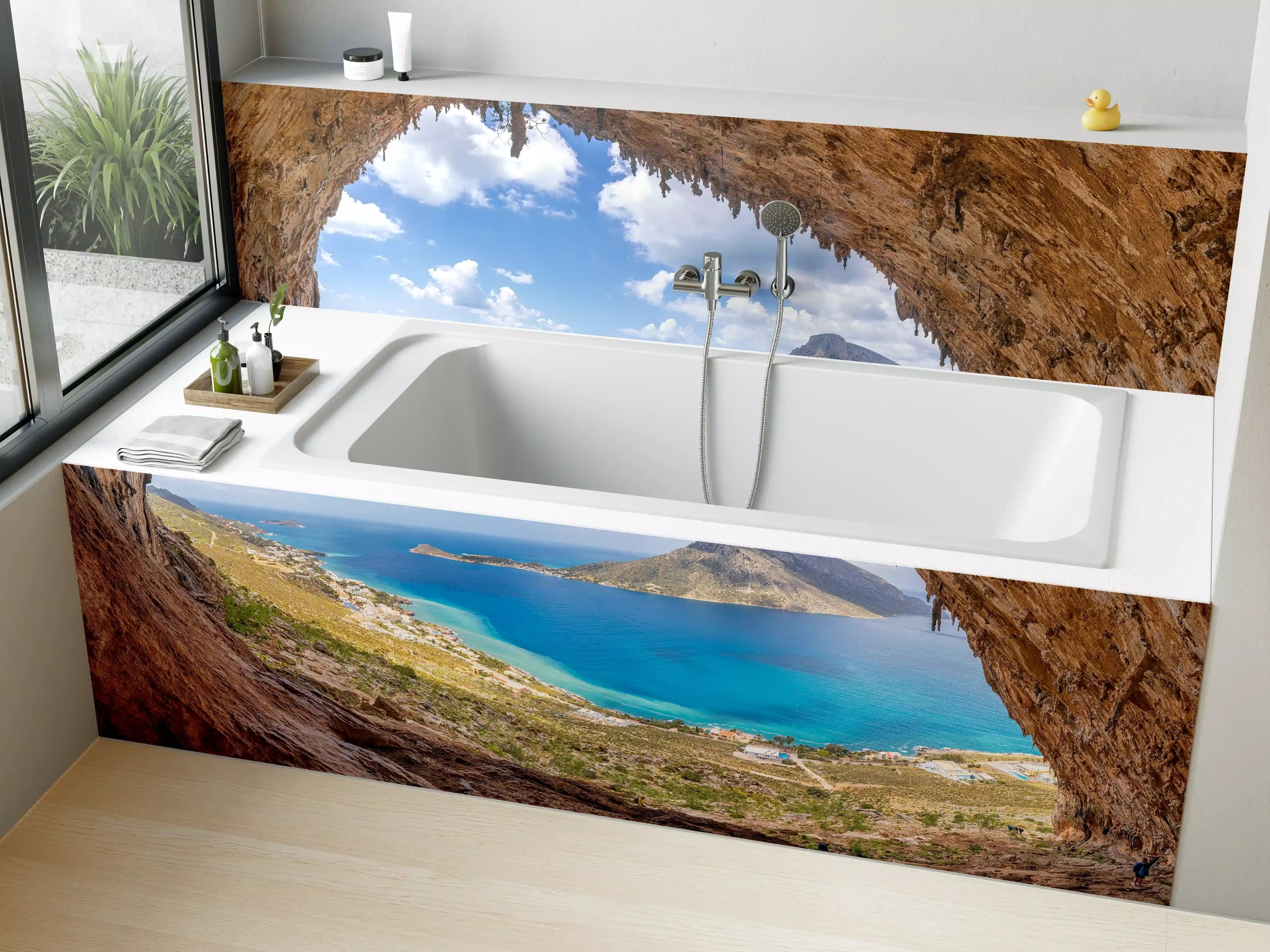 Badewannen-Rückwand - Die berühmte Grande Grotta mit Blick aufs Meer