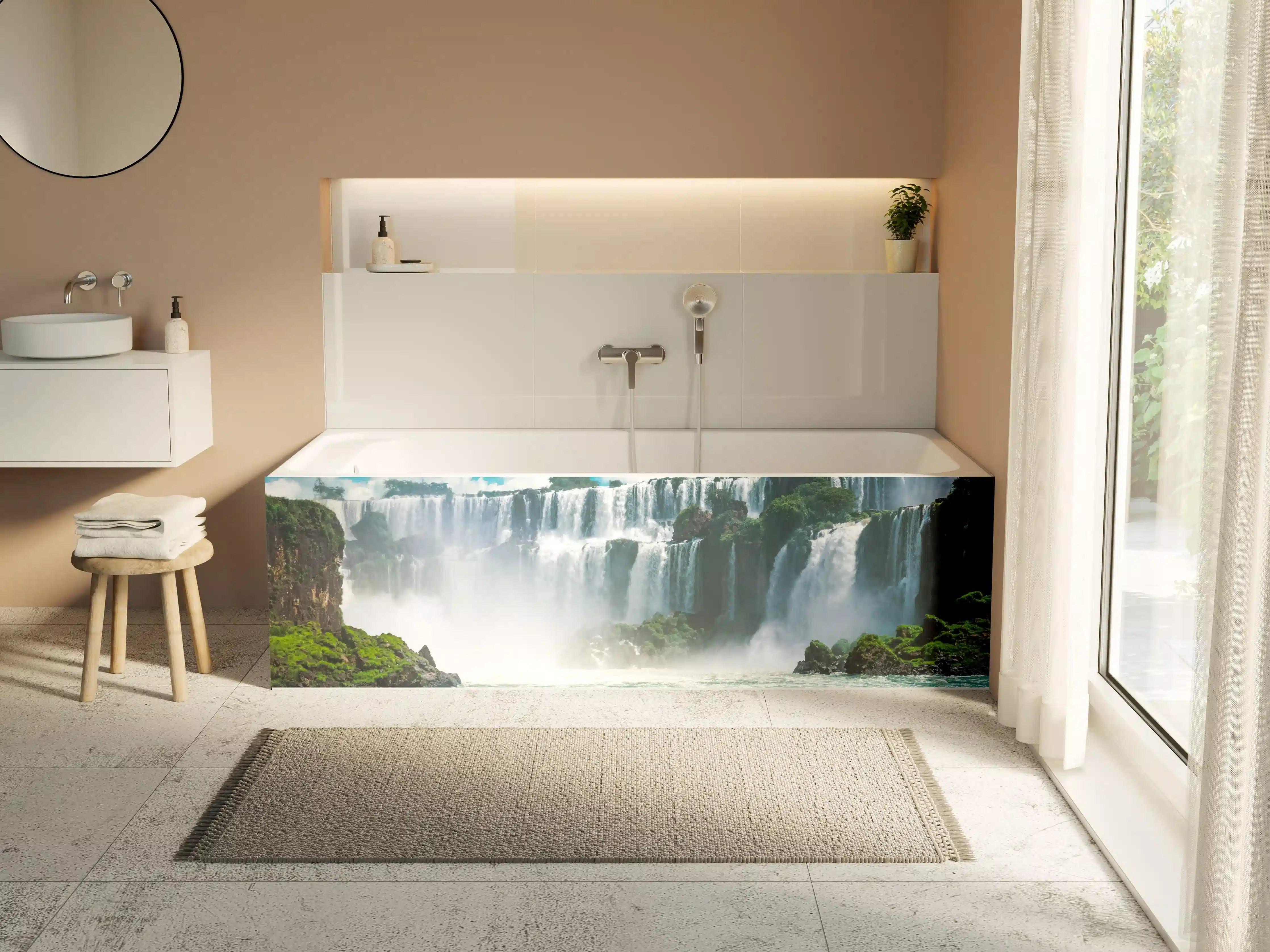Badewannen-Rückwand - Die erstaunlichen Iguazu-Wasserfälle in Brasilien