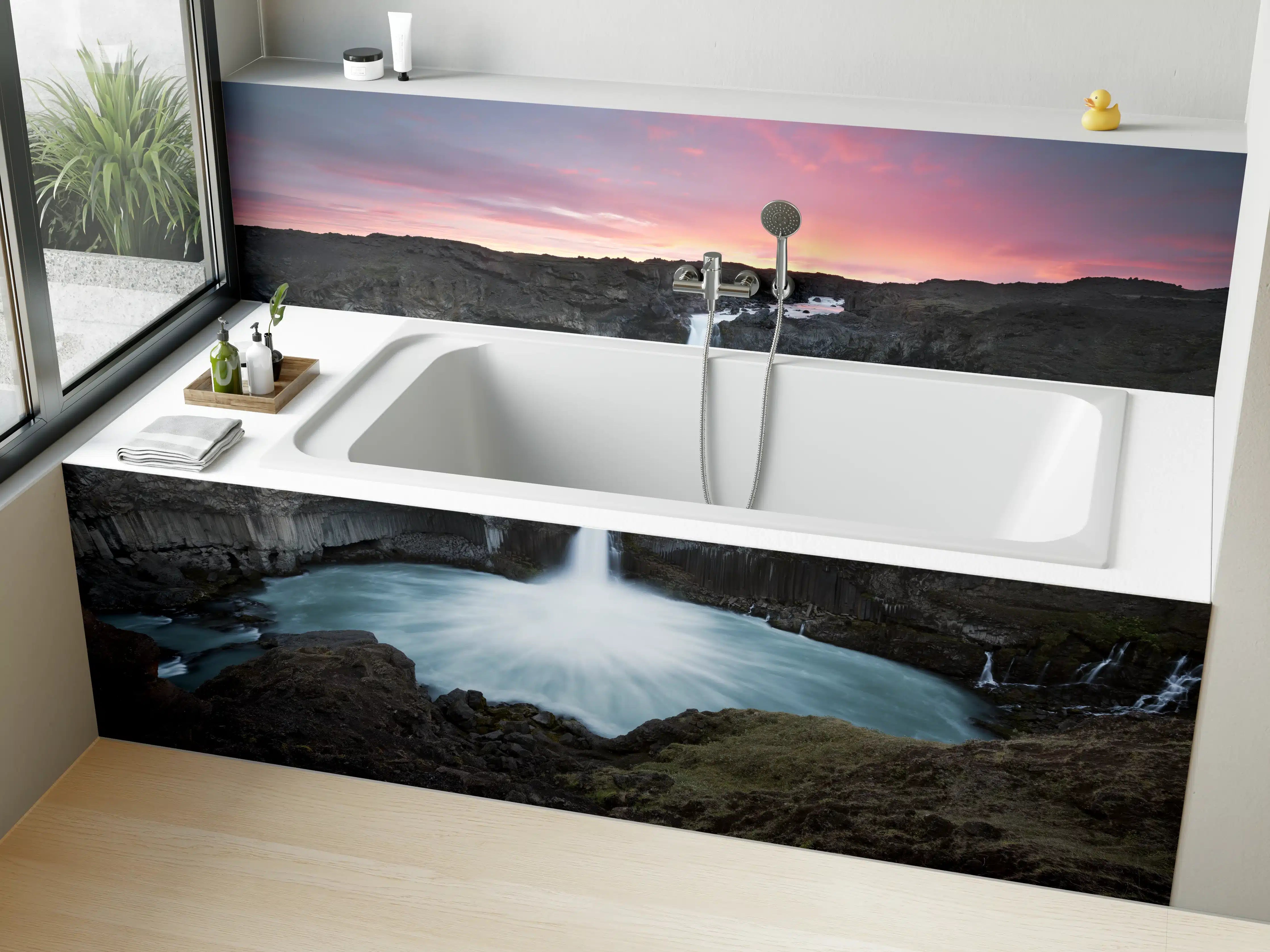 Badewannen-Rückwand - Dramatischer Wasserfall Island