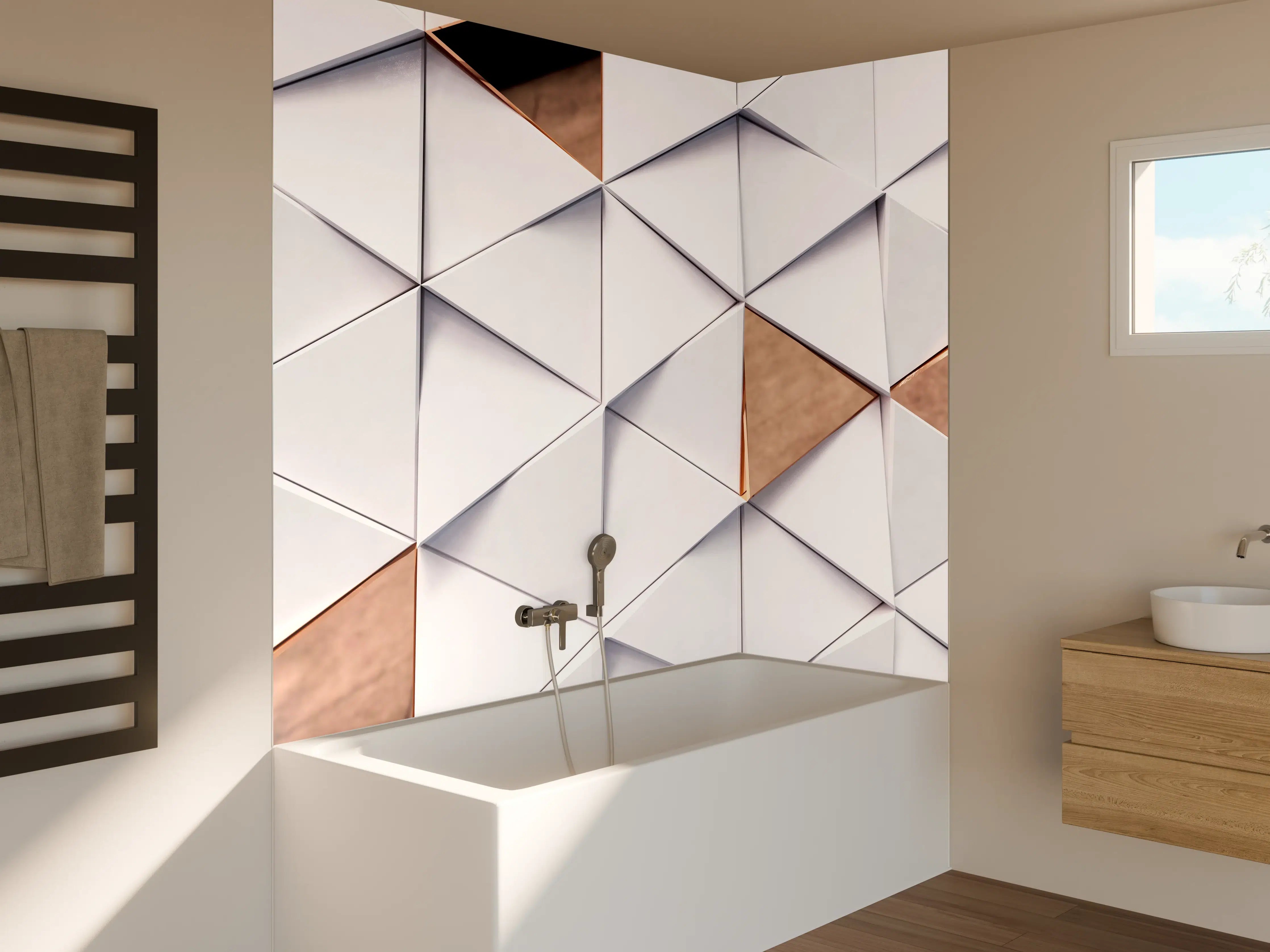 Badewannen-Rückwand - Dreieckiger Luxus Hintergrund