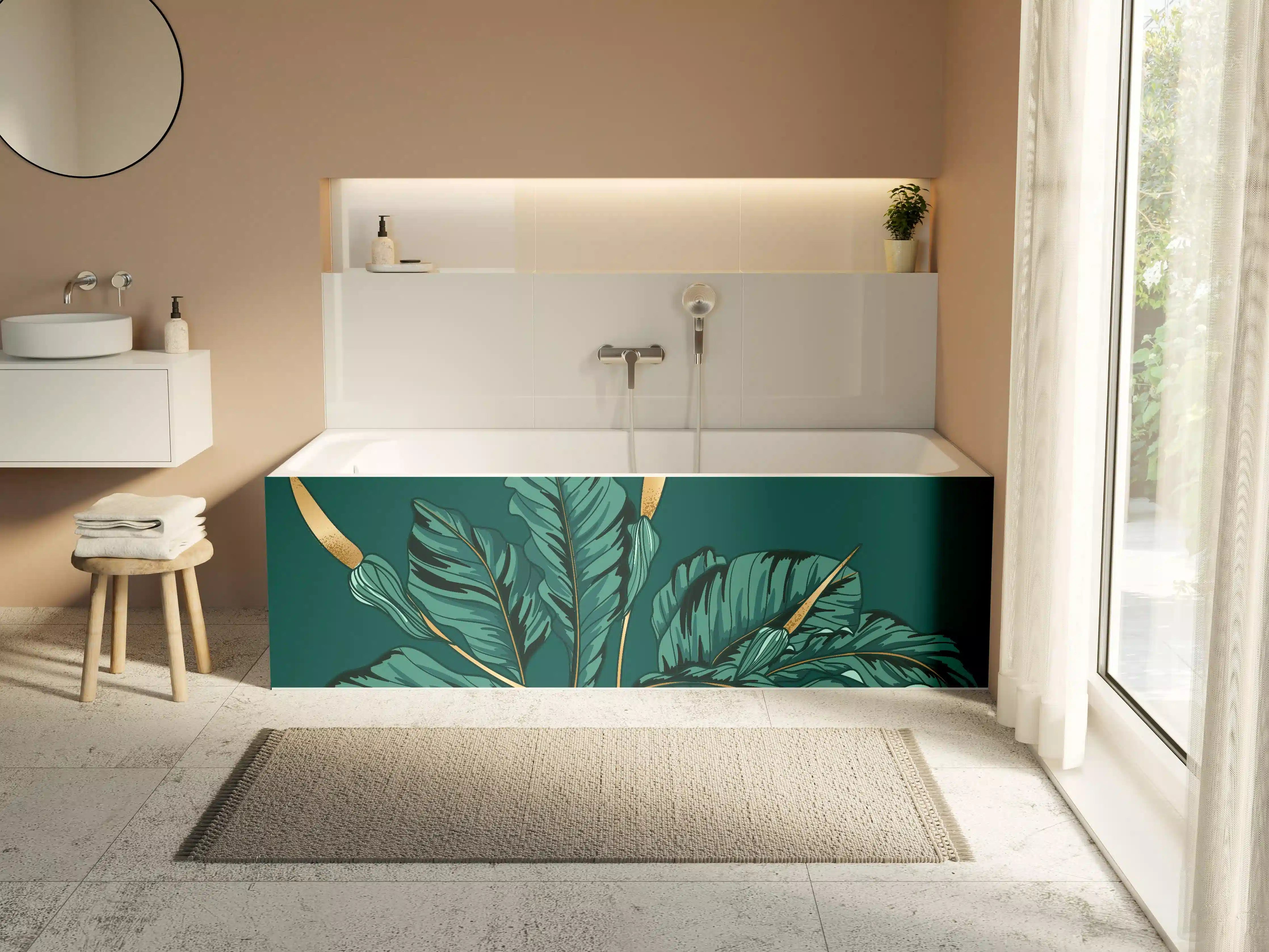 Badewannen-Rückwand - Dschungel-Grün-Blatt-Design