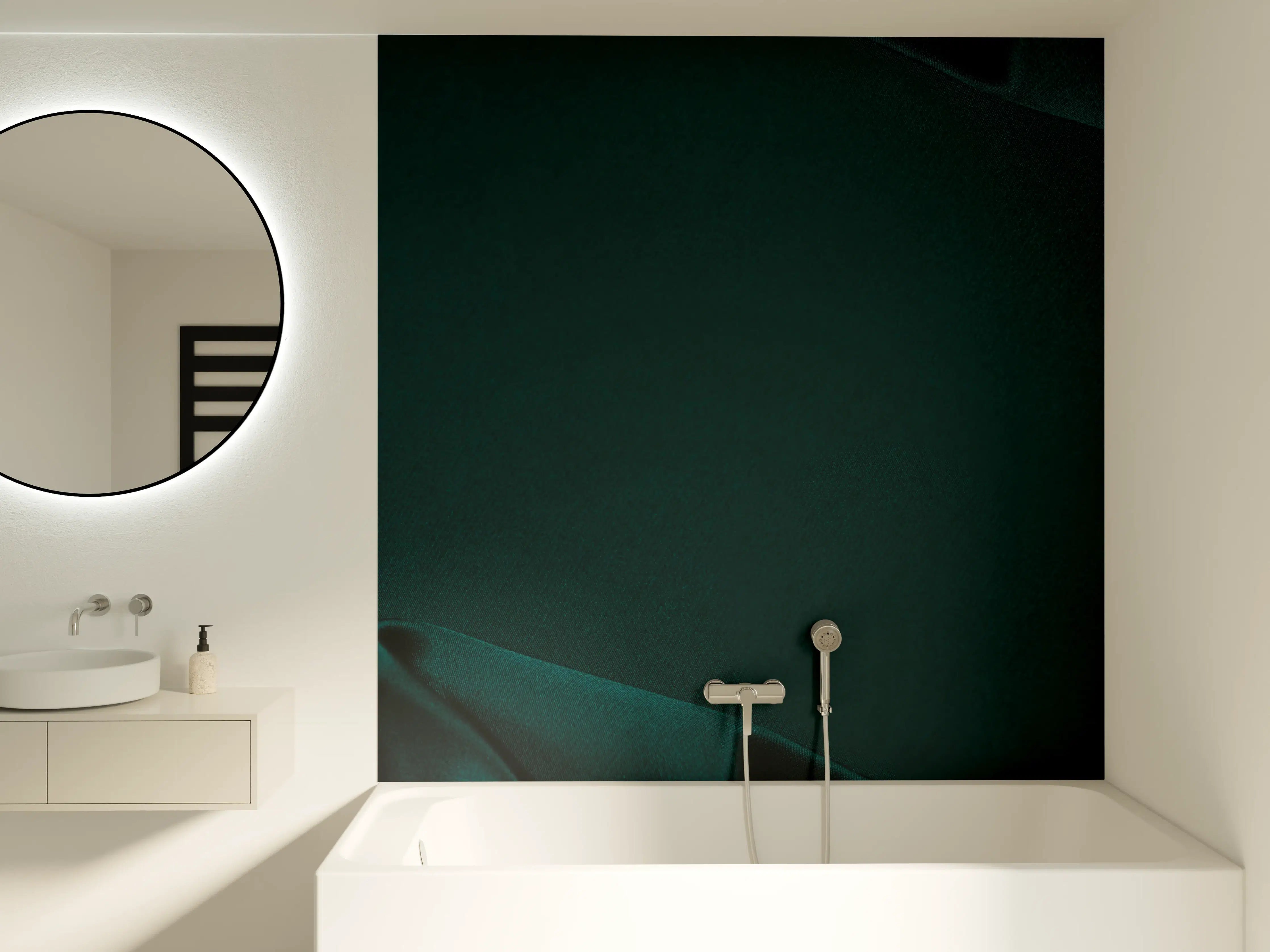 Badewannen-Rückwand - Dunkelblauer Seidensatin Luxus