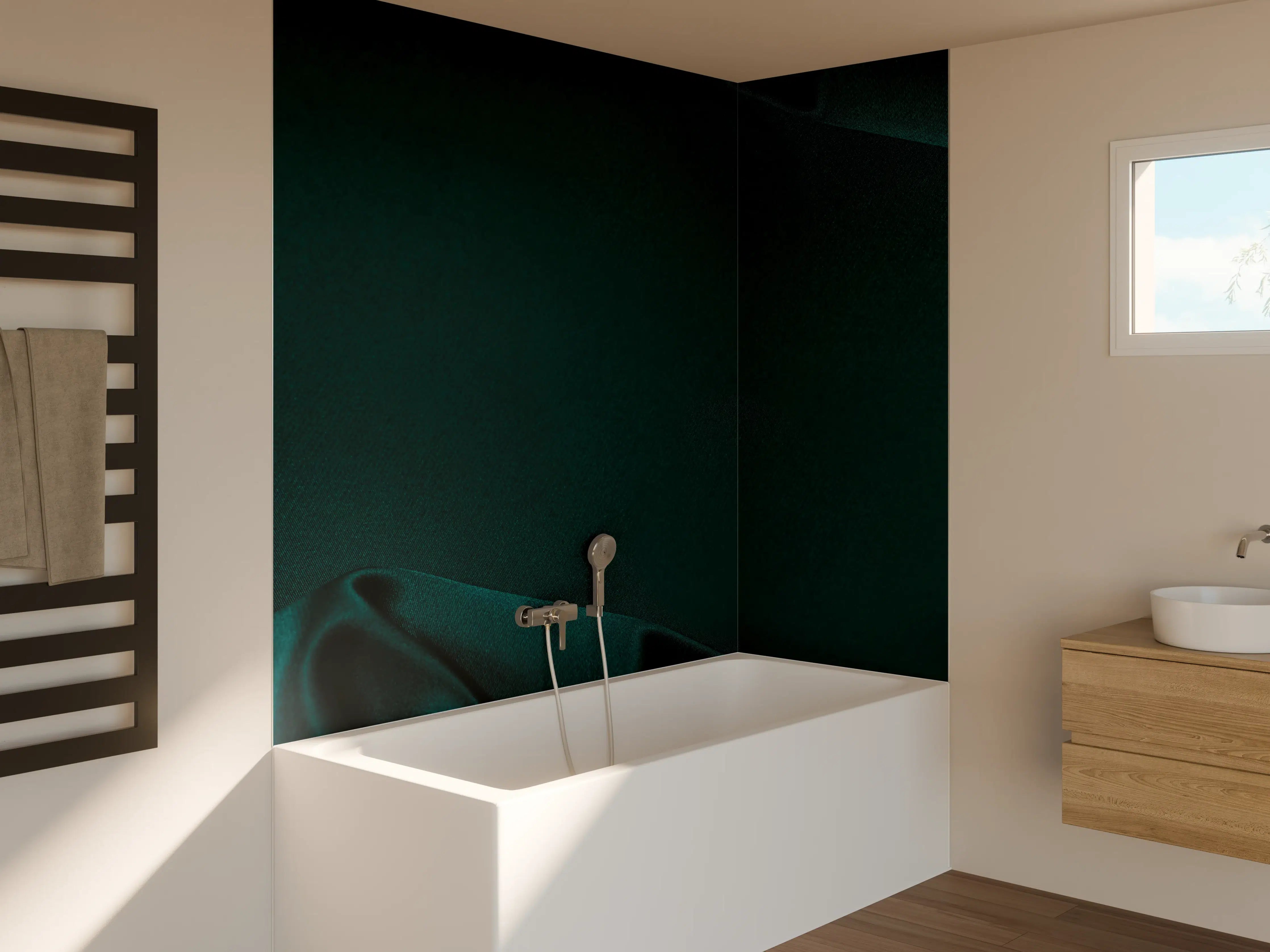 Badewannen-Rückwand - Dunkelblauer Seidensatin Luxus