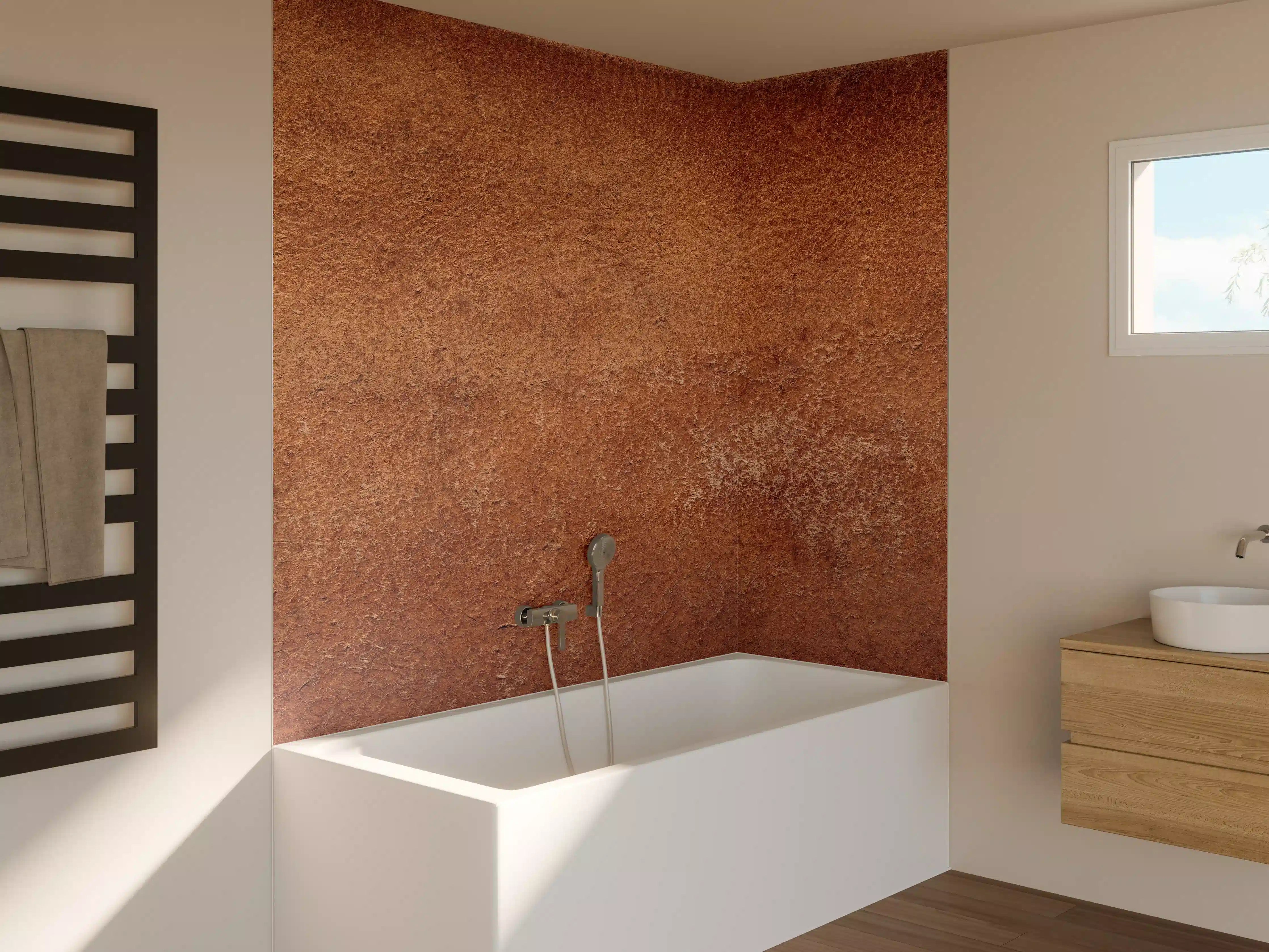 Badewannen-Rückwand - Dunkelbraune Ledertextur