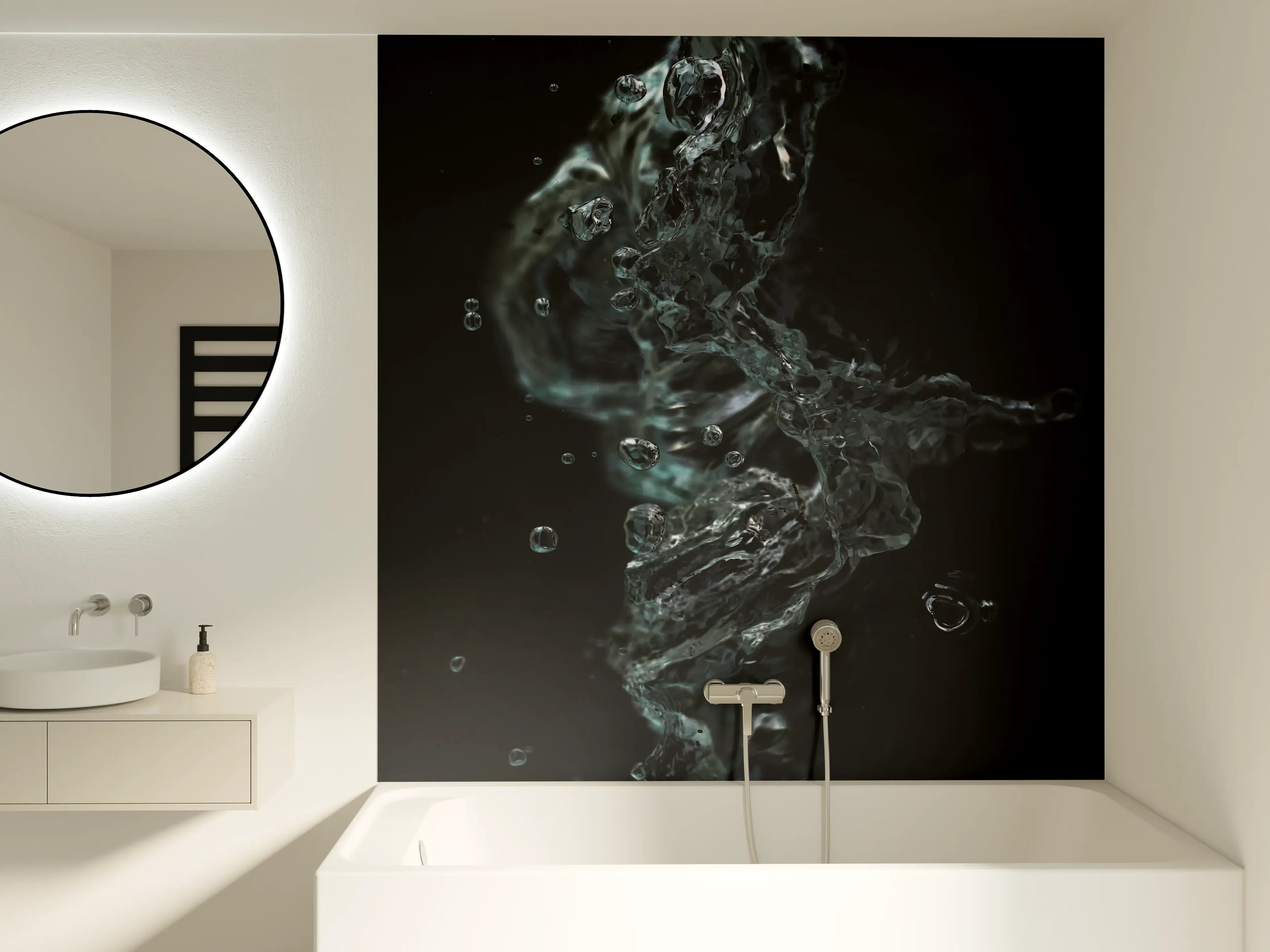 Badewannen-Rückwand - Dunkle Wasserkunst Makro