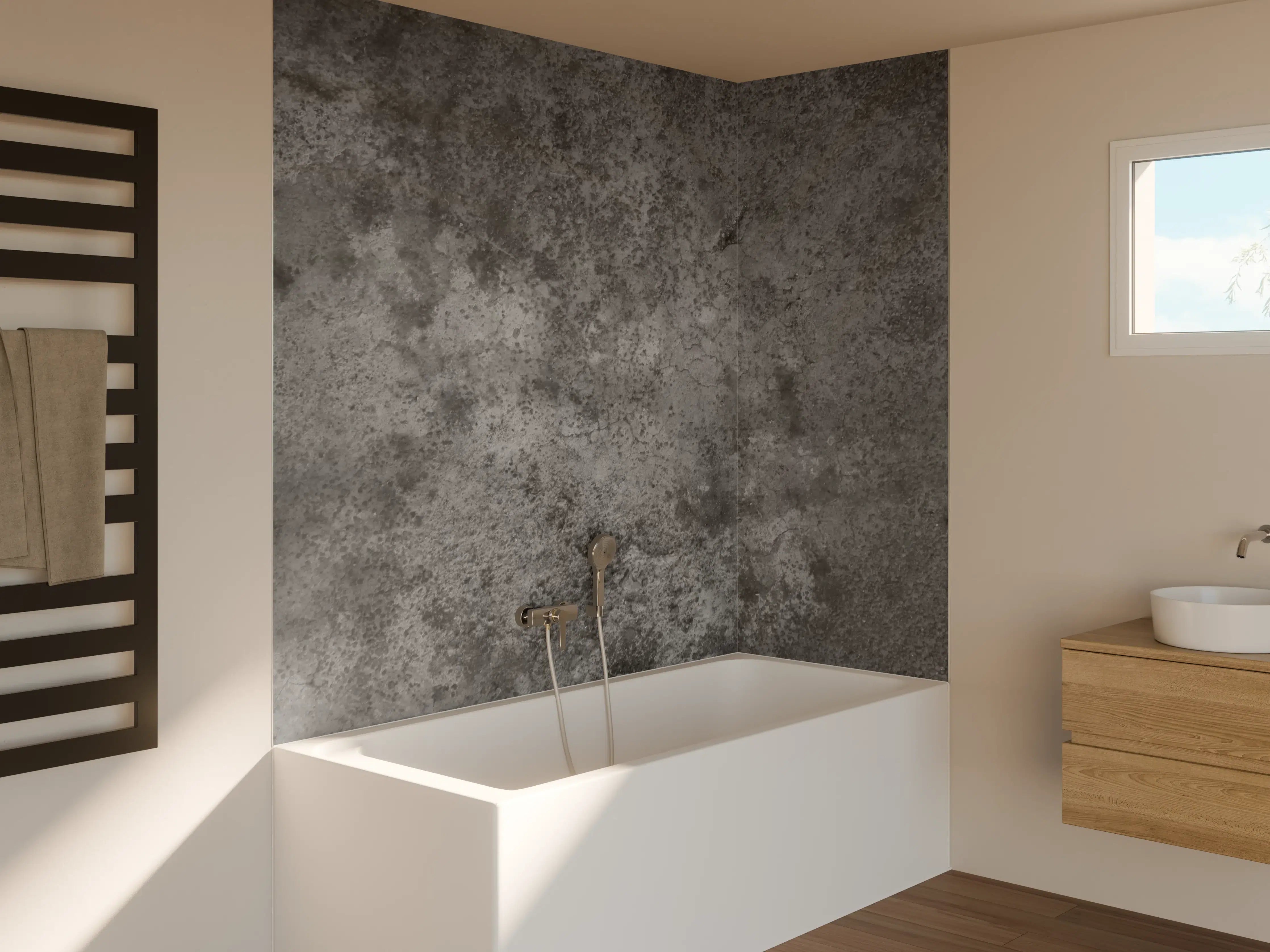 Badewannen-Rückwand - Dunkle alte Zementwand
