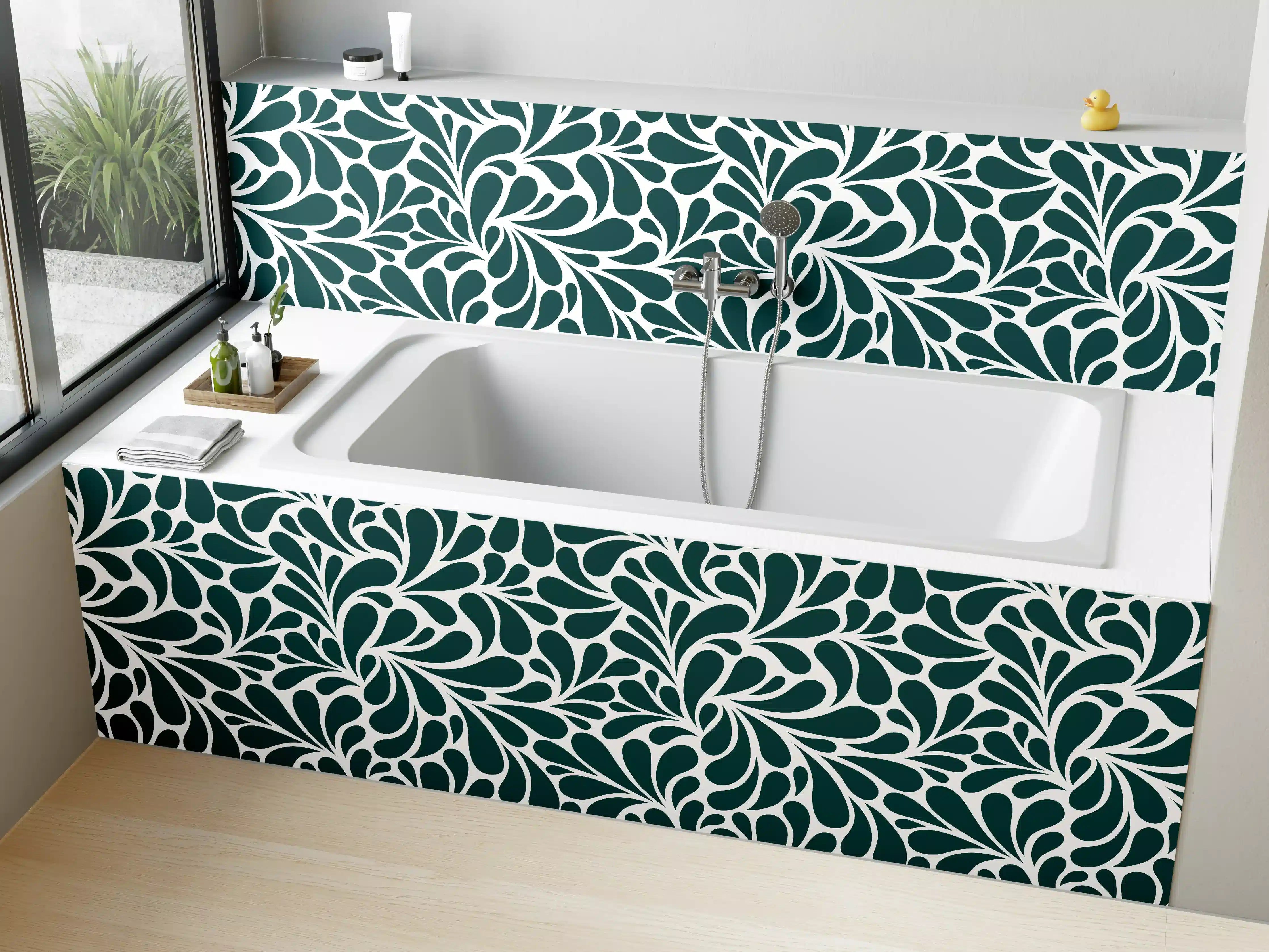 Badewannen-Rückwand - Dunkle florale Musterwandtapete