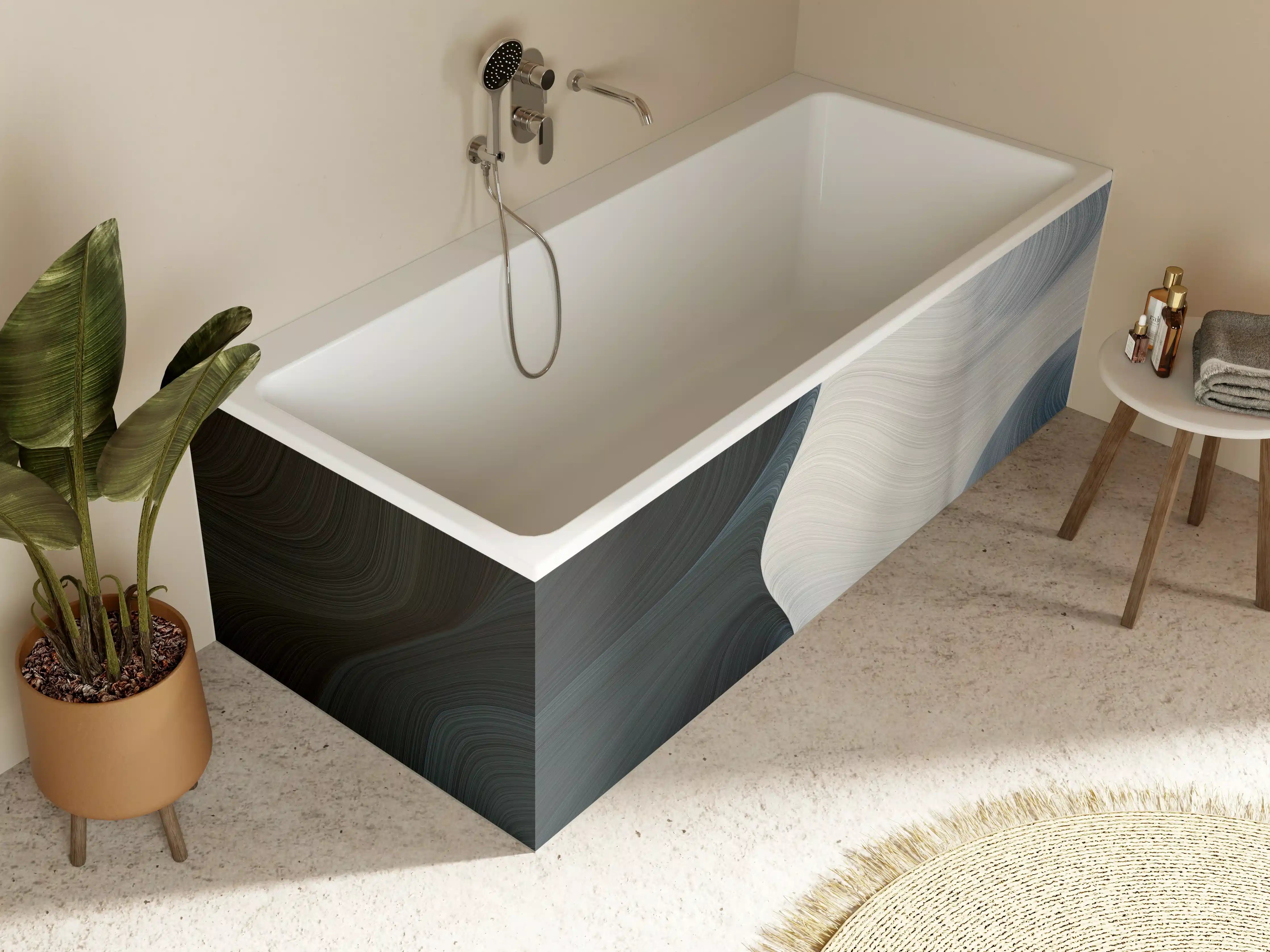 Badewannen-Rückwand - Dunkle und helle Farbverläufe