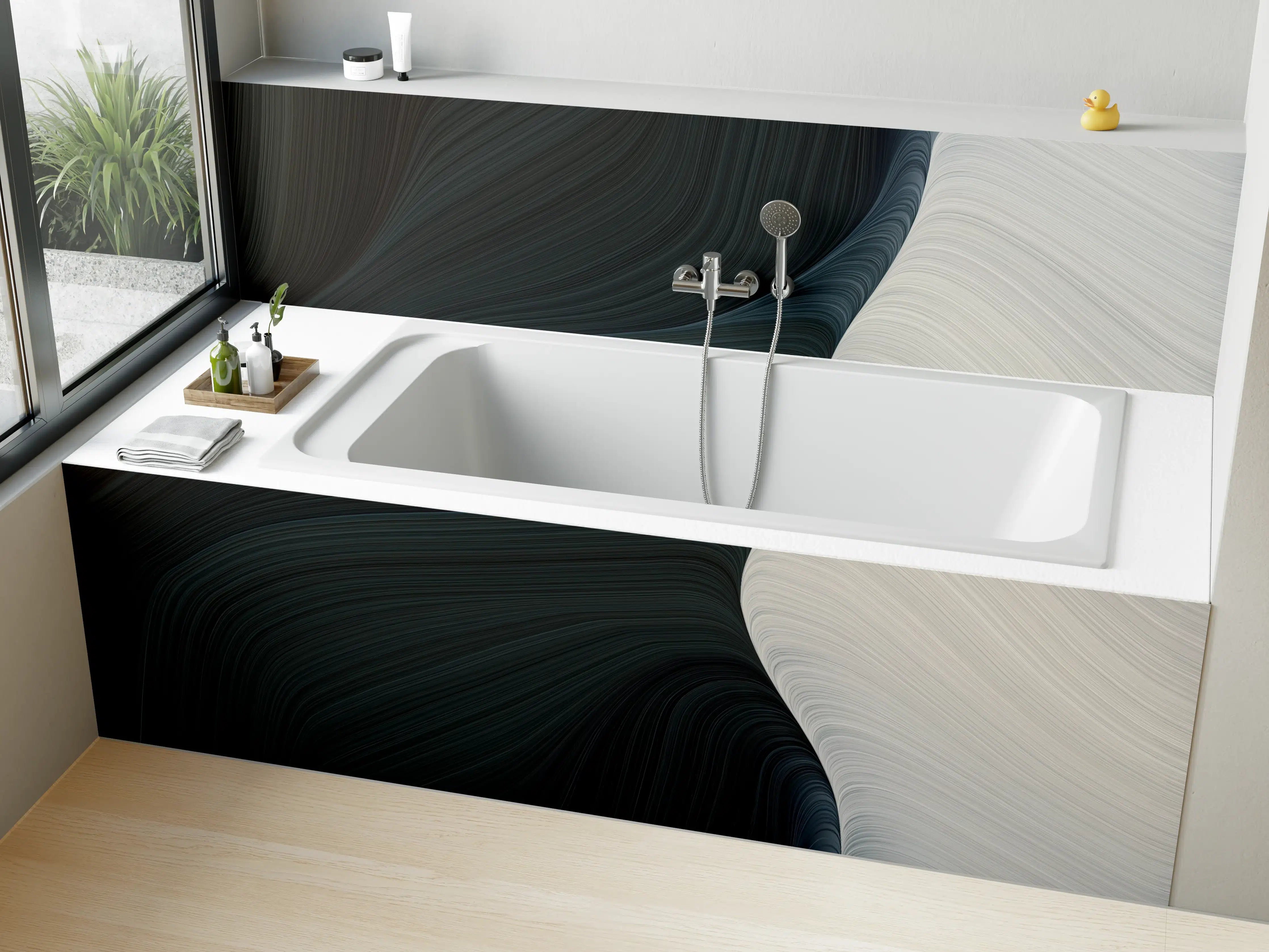 Badewannen-Rückwand - Dunkle und helle Farbverläufe