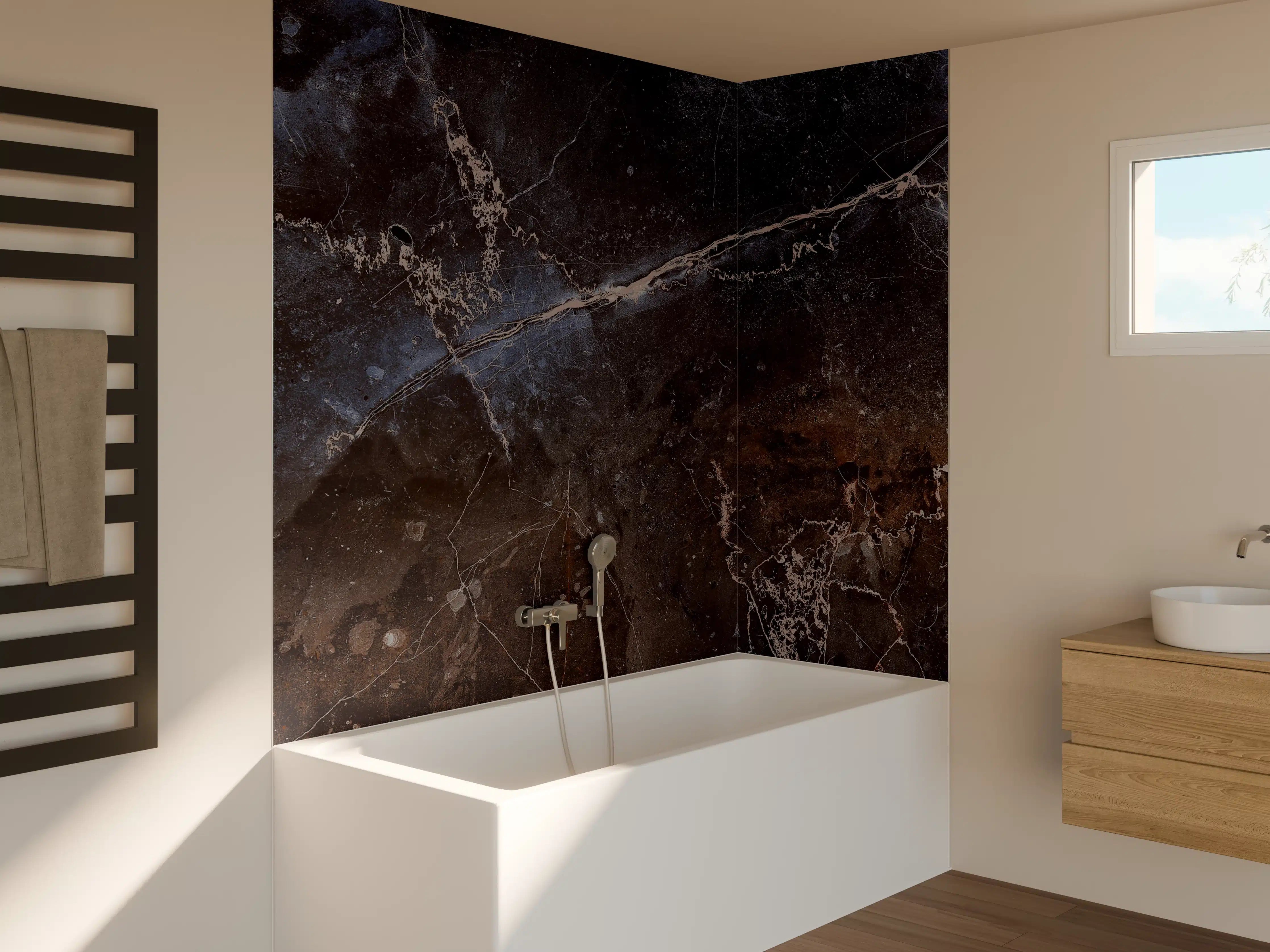 Badewannen-Rückwand - Dunkler Marmor