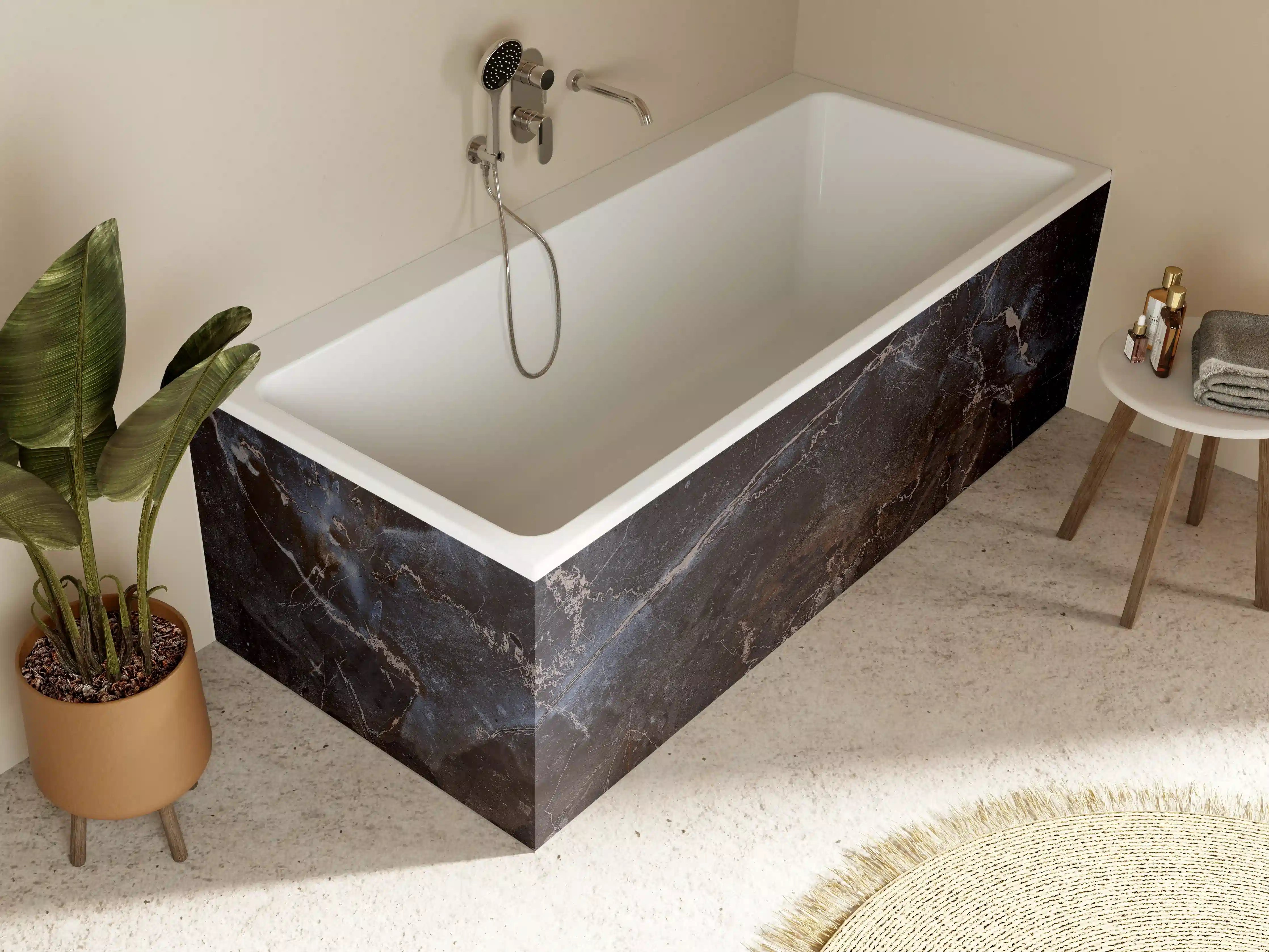 Badewannen-Rückwand - Dunkler Marmor