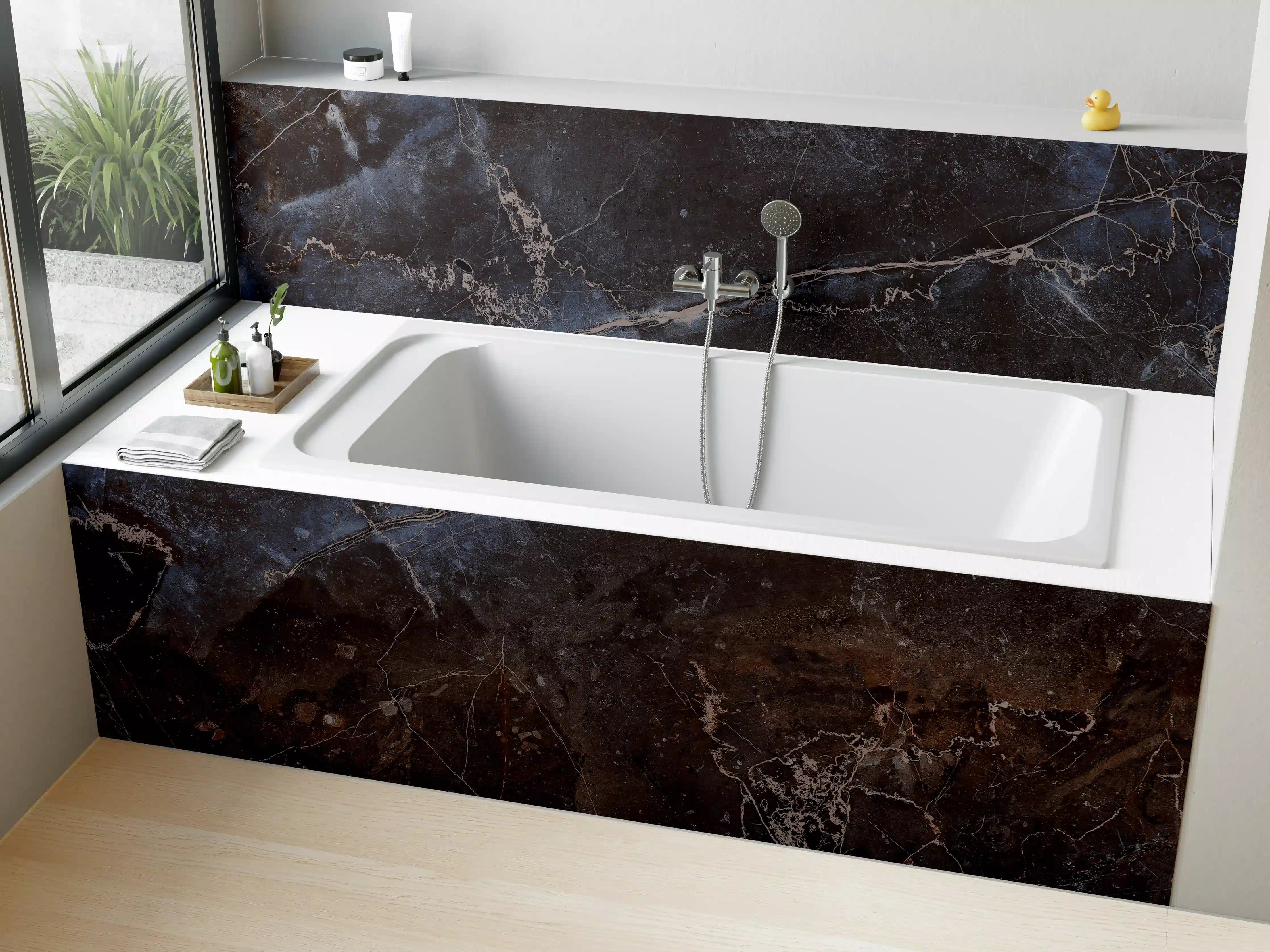 Badewannen-Rückwand - Dunkler Marmor