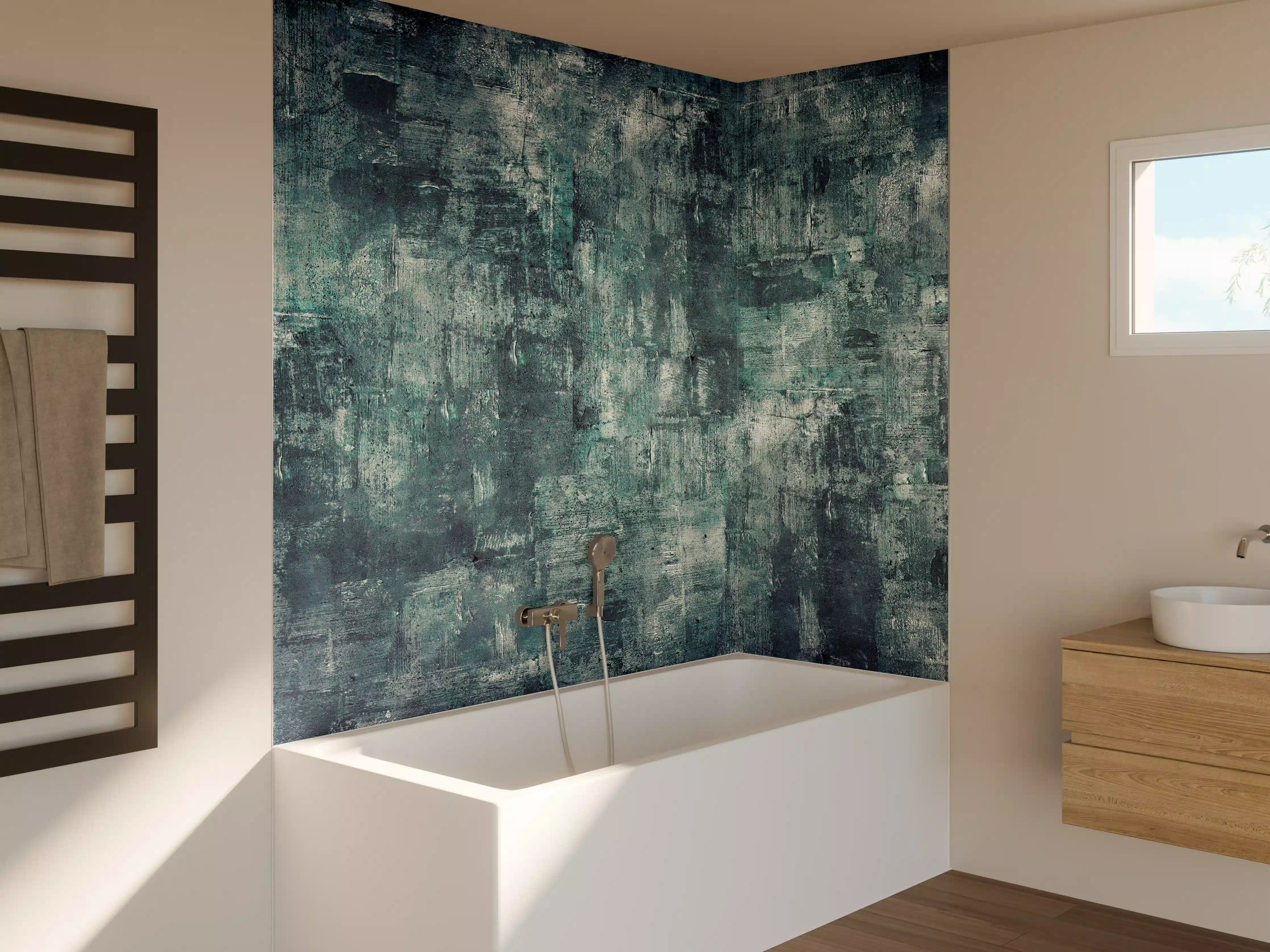 Badewannen-Rückwand - Dunkler Öl-Farb Betonlook