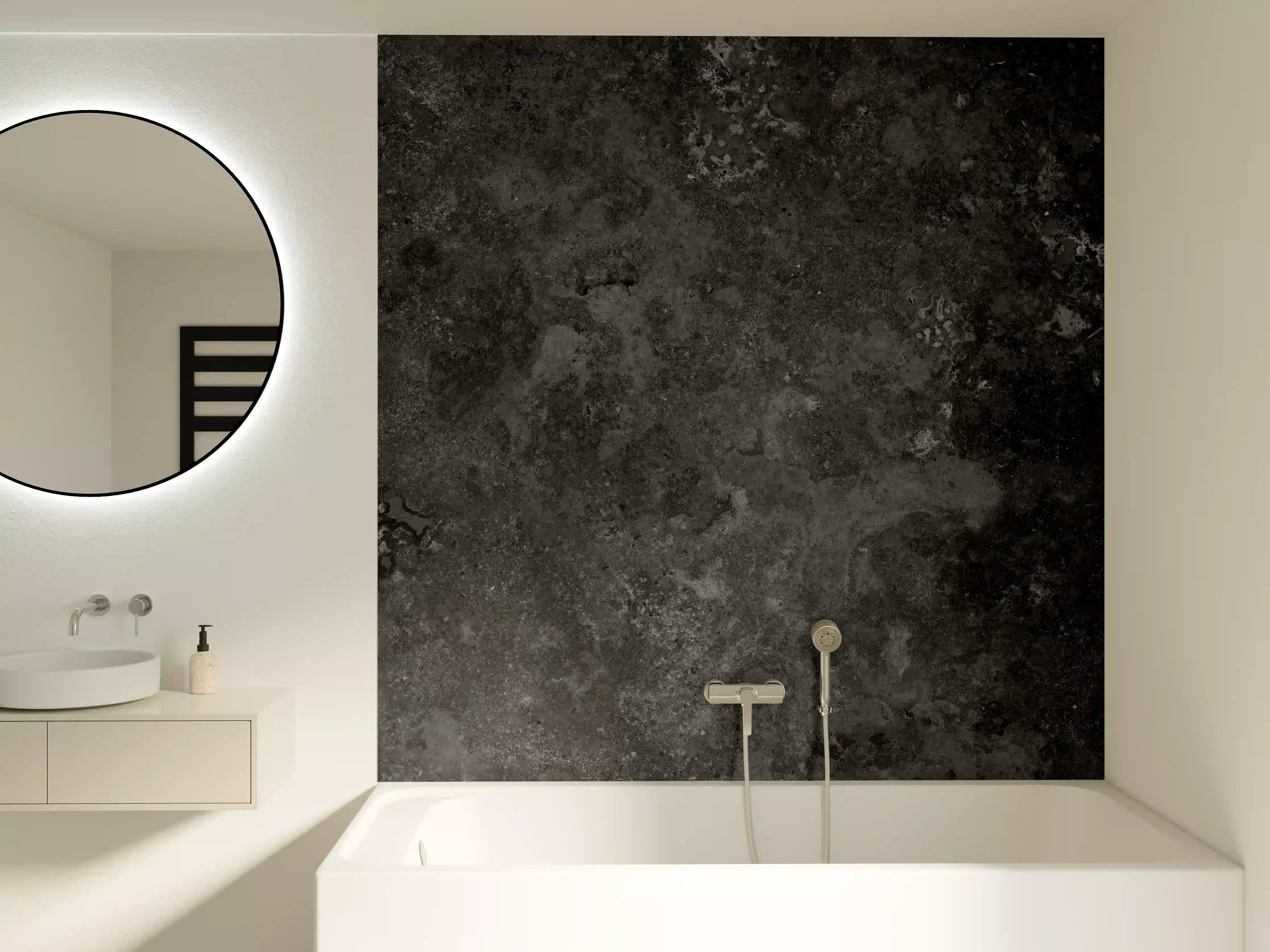 Badewannen-Rückwand - Dunkles Marmor Stein Design