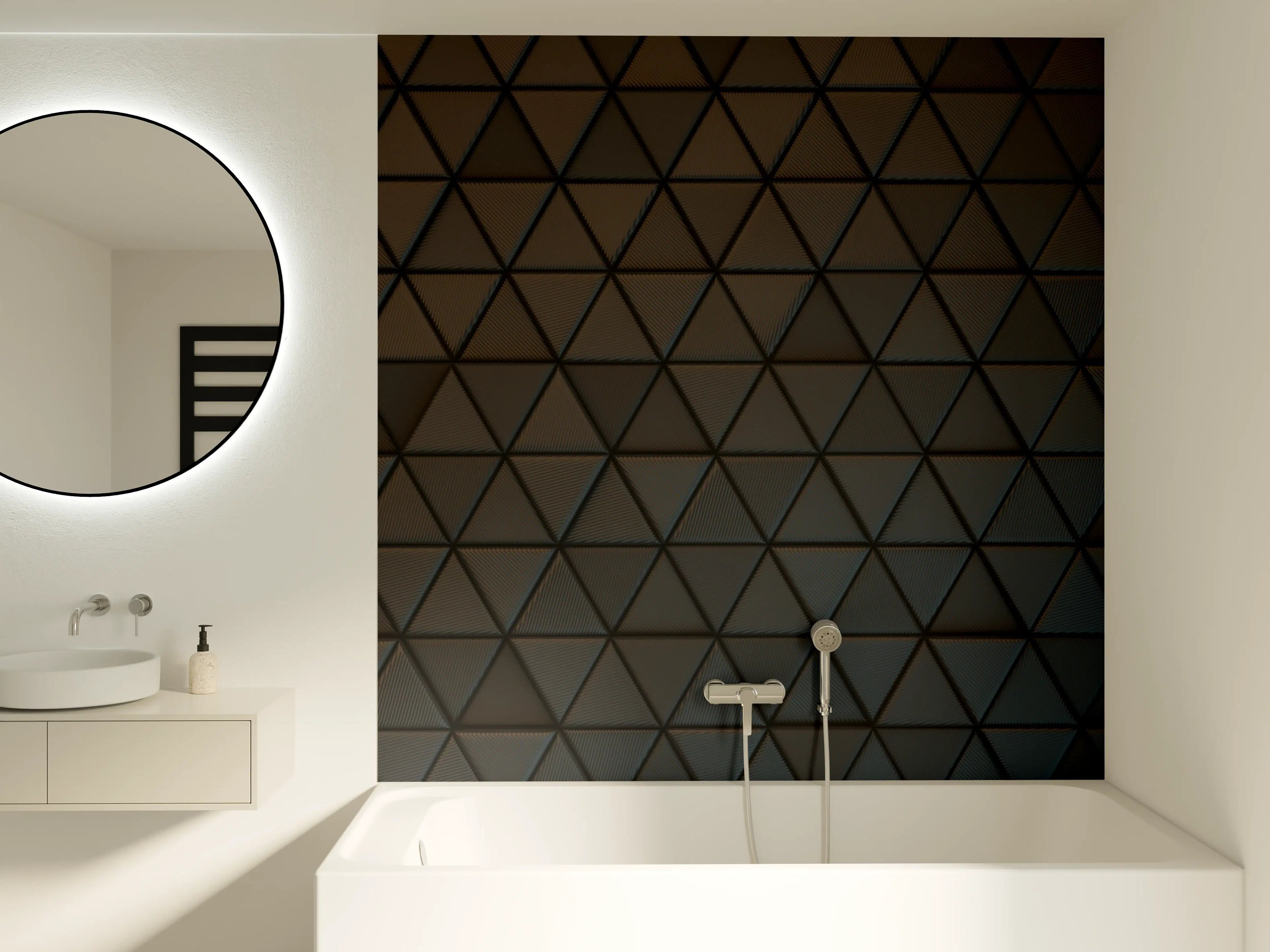 Badewannen-Rückwand - Dunkles geometrisches Muster in Triangle-Design