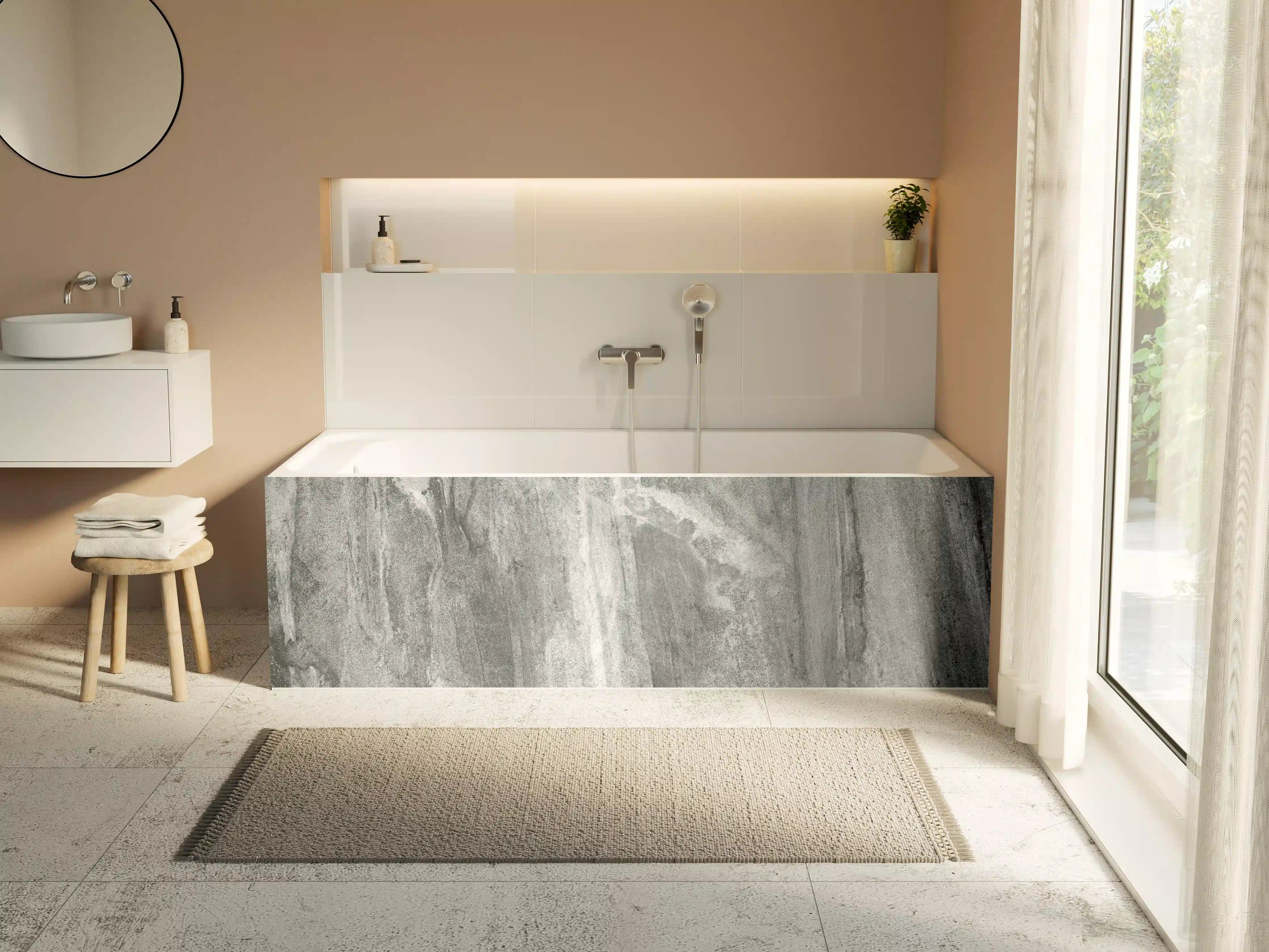 Badewannen-Rückwand - Edel Graue Marmor Textur