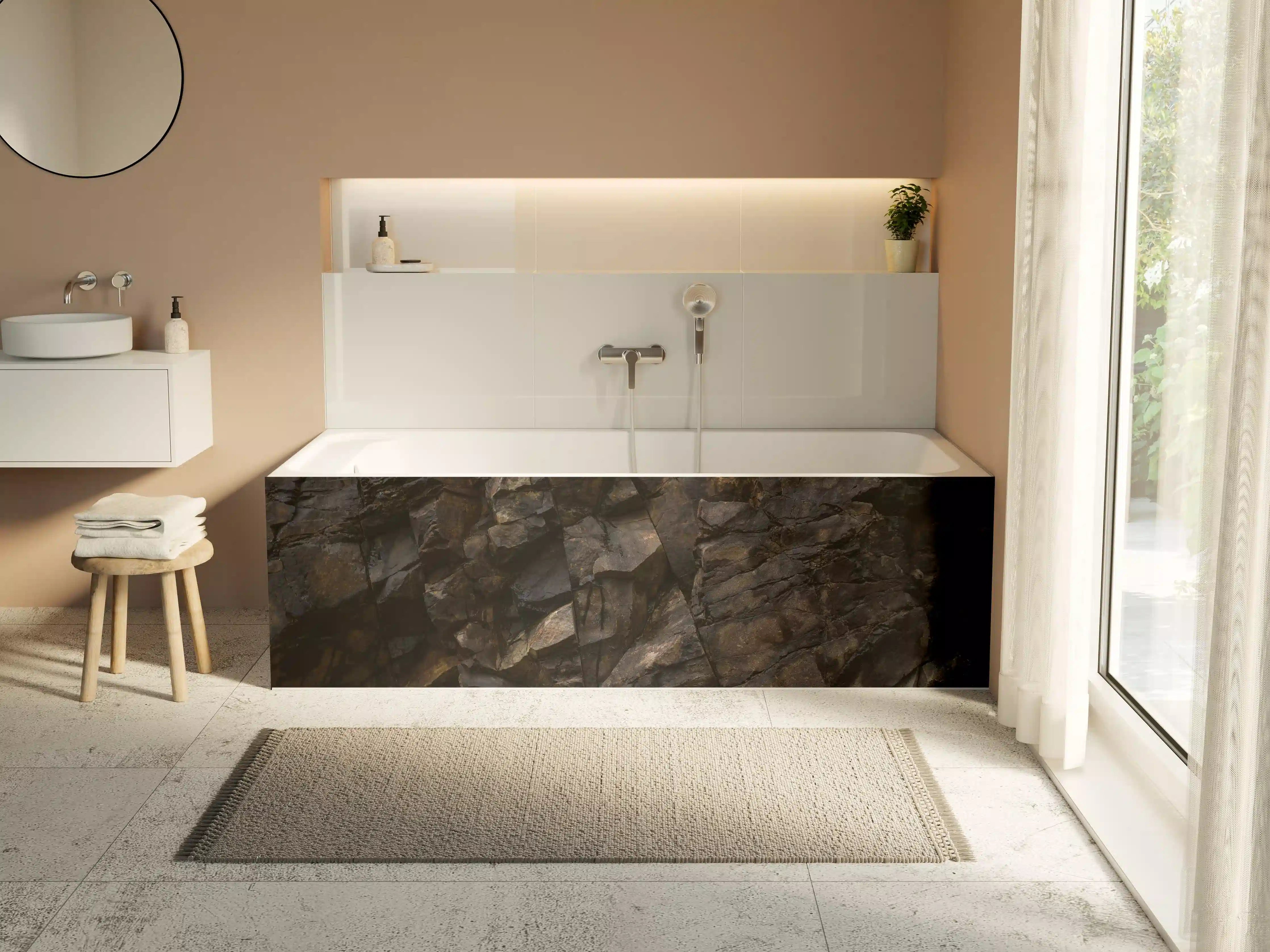 Badewannen-Rückwand - Edle Dunkle Steintextur